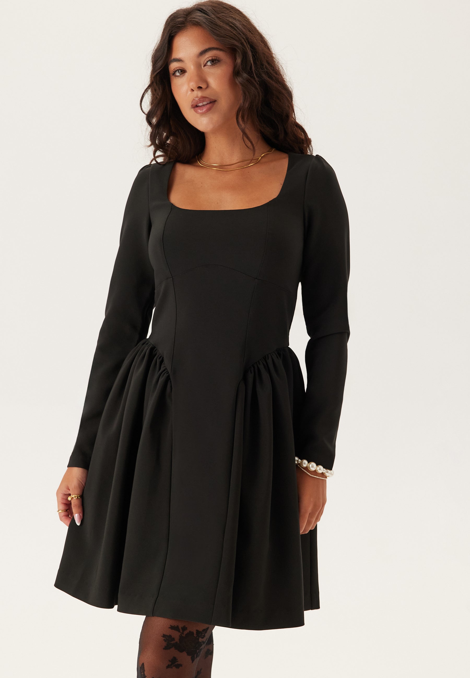 Bubbleroom Occasion Volume Skirt Long Sleeve Mini Dress