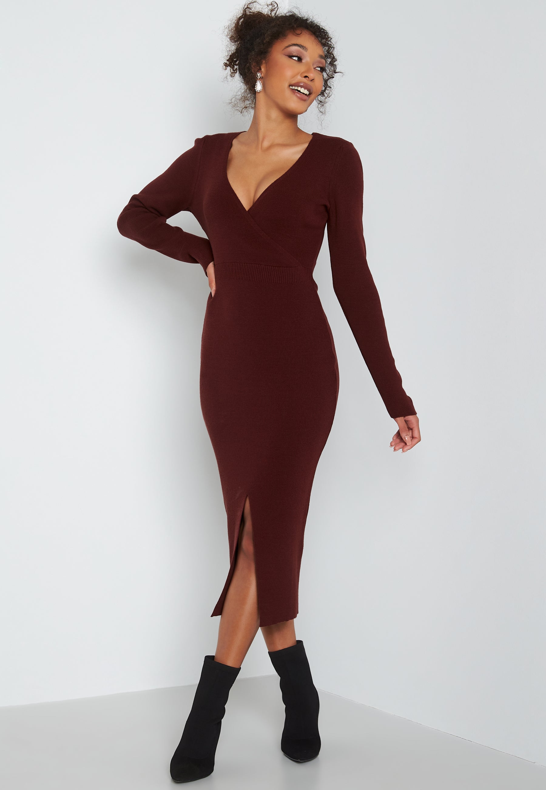 BUBBLEROOM Lima knitted wrap dress