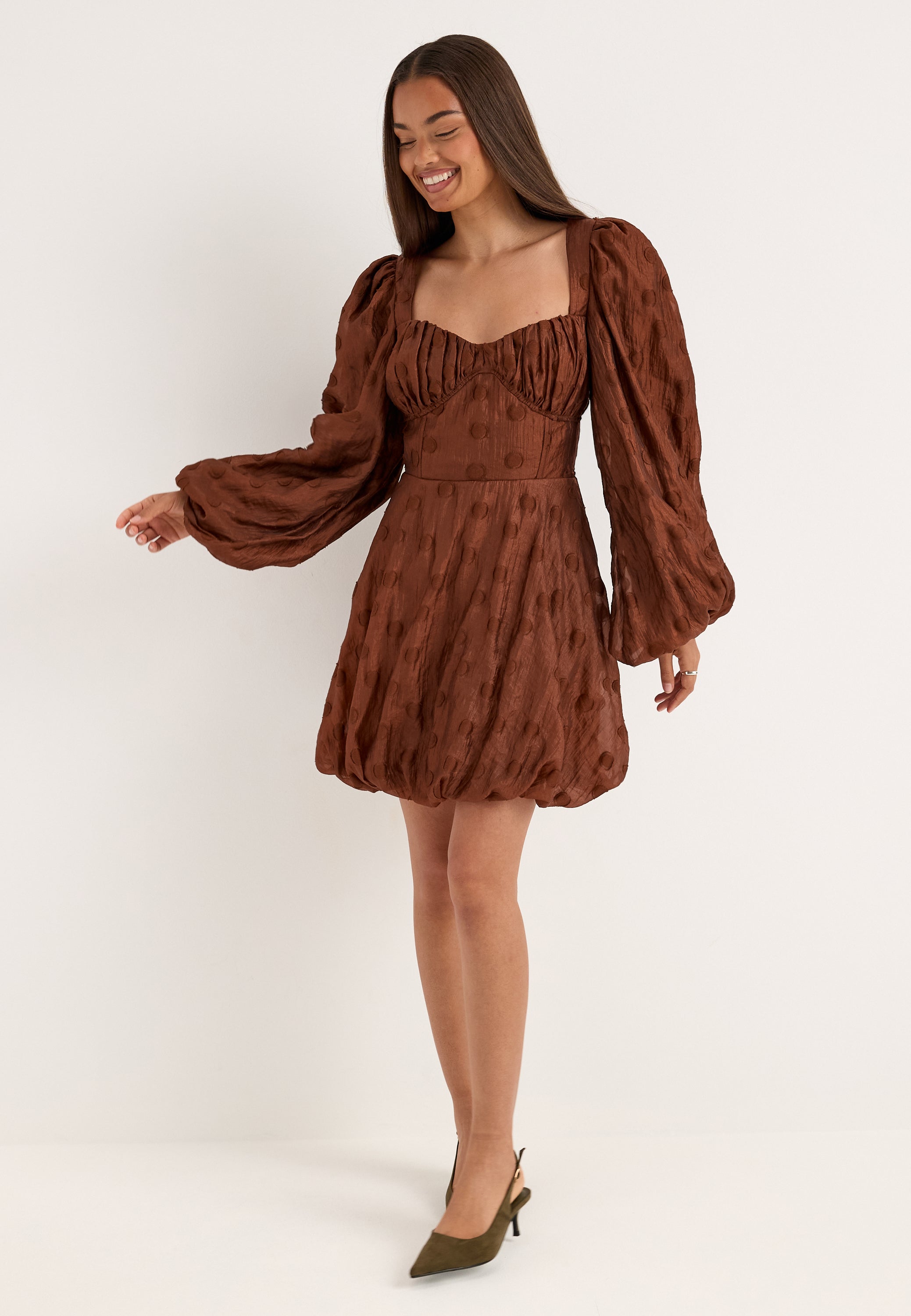 BUBBLEROOM OCCASION Corset Puff Sleeve Mini Dress