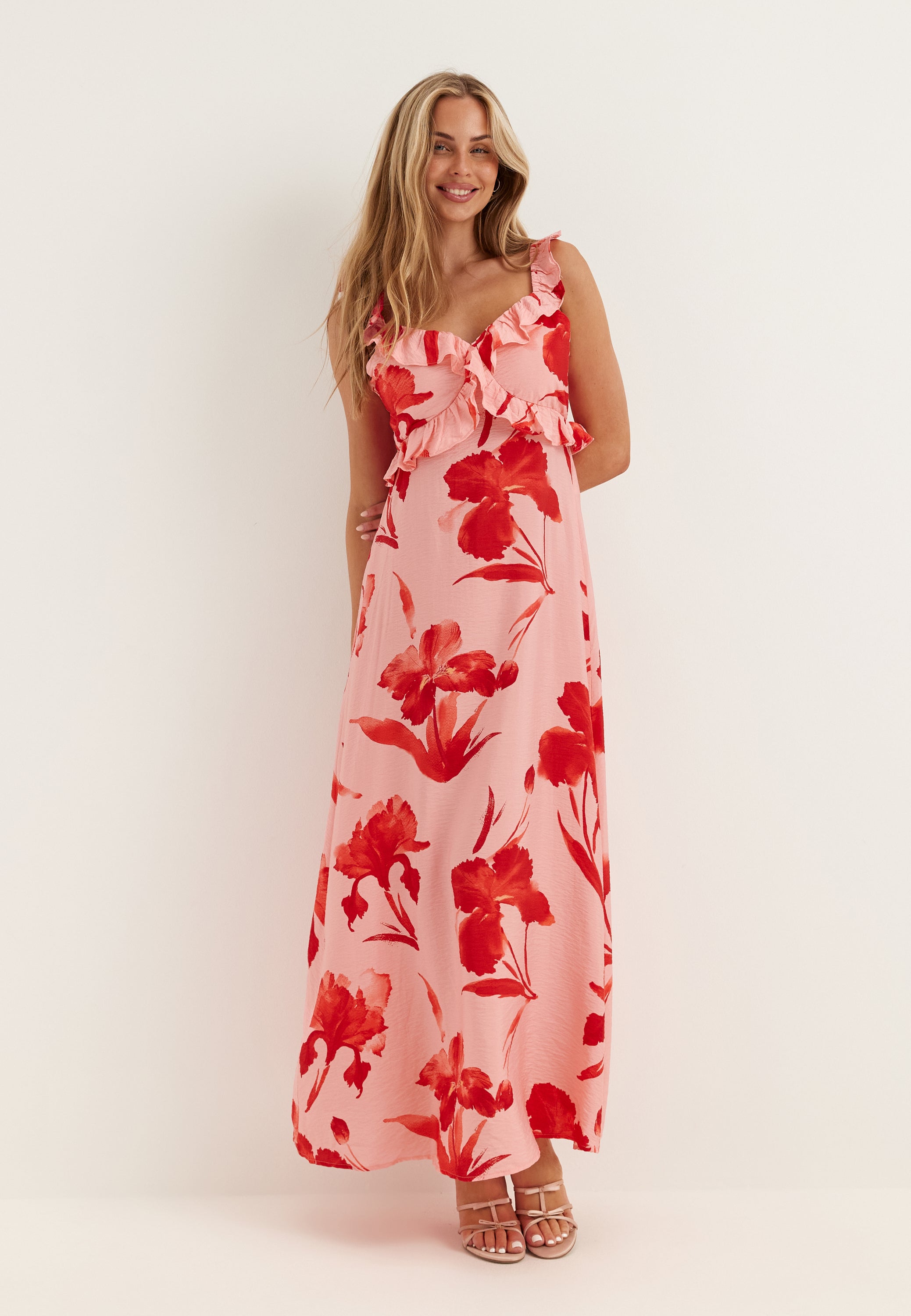 ONLY Onlhyaci S/L FRILL LONG AOP DRESS