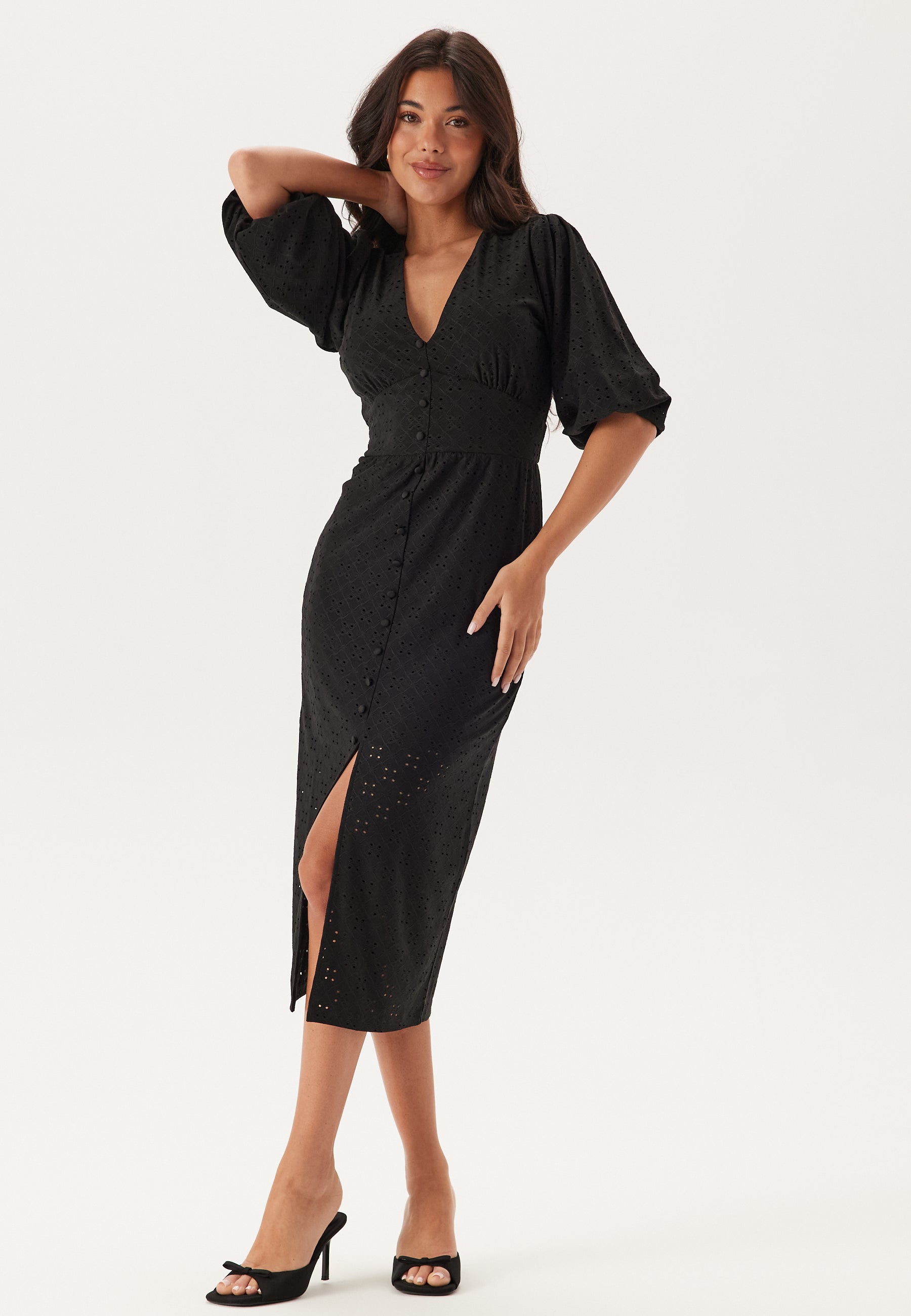 BUBBLEROOM Broderie Anglaise Puff Sleeve Dress