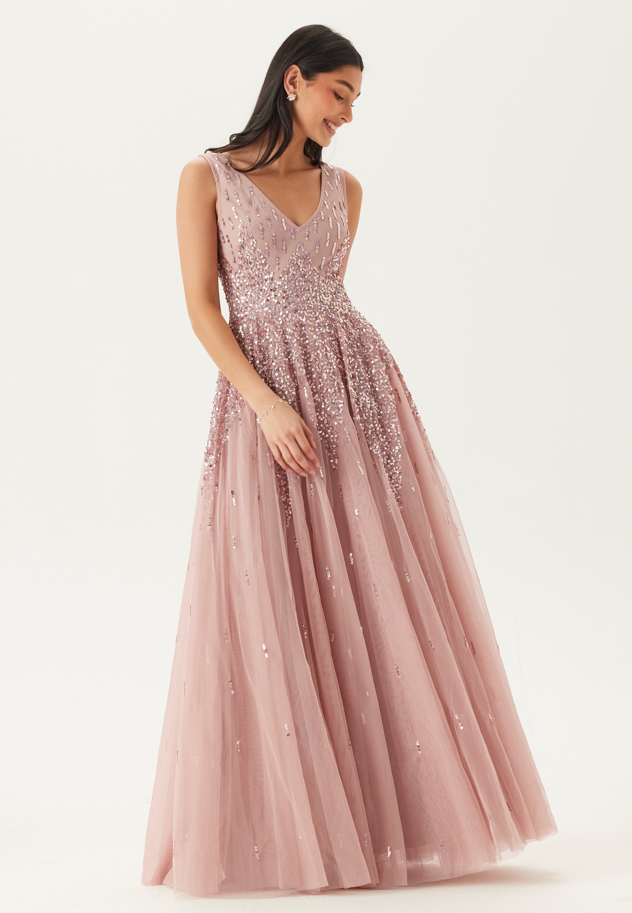 Goddiva Sequin Sunray Sleeveless Maxi Dress