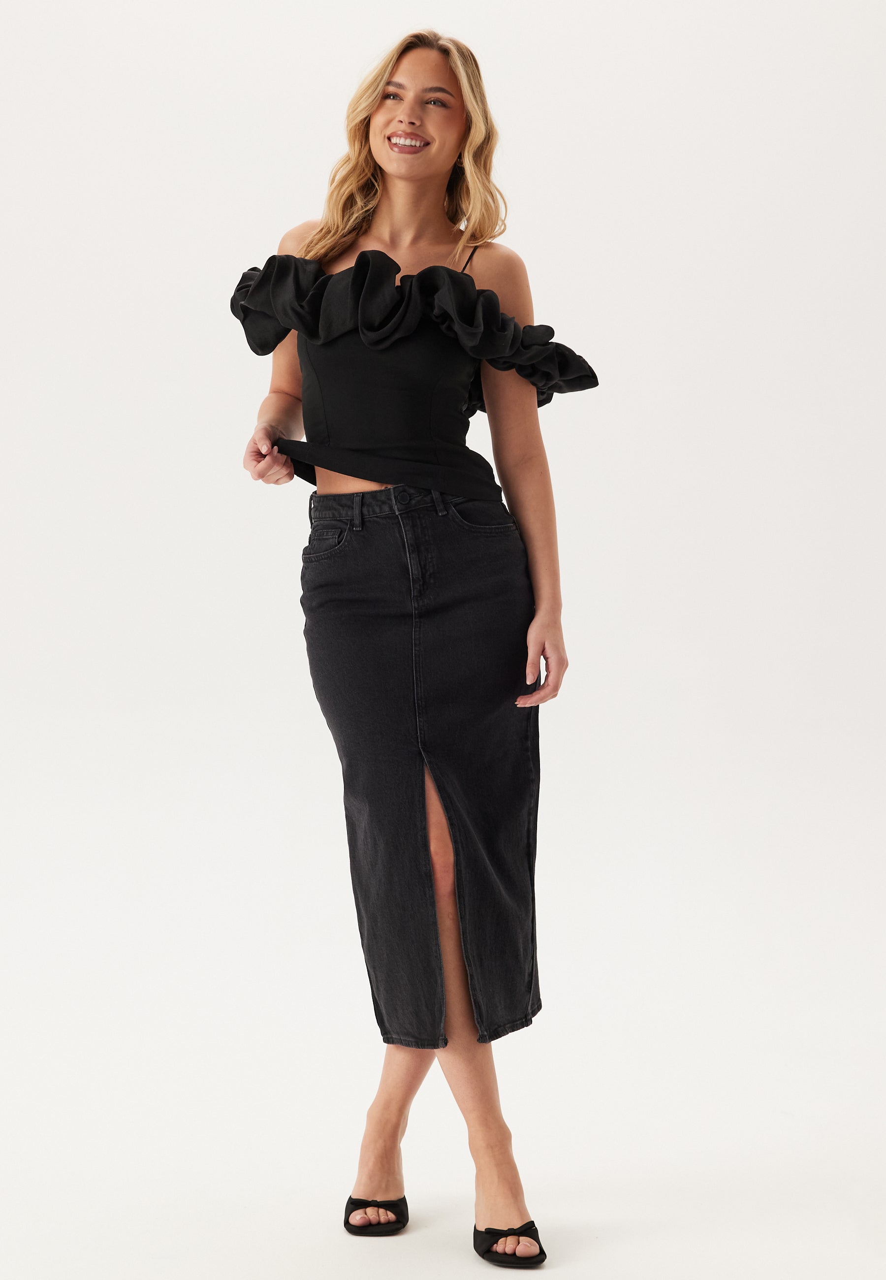 VILA Vijaf Hw Midi Denim Skirt-noos