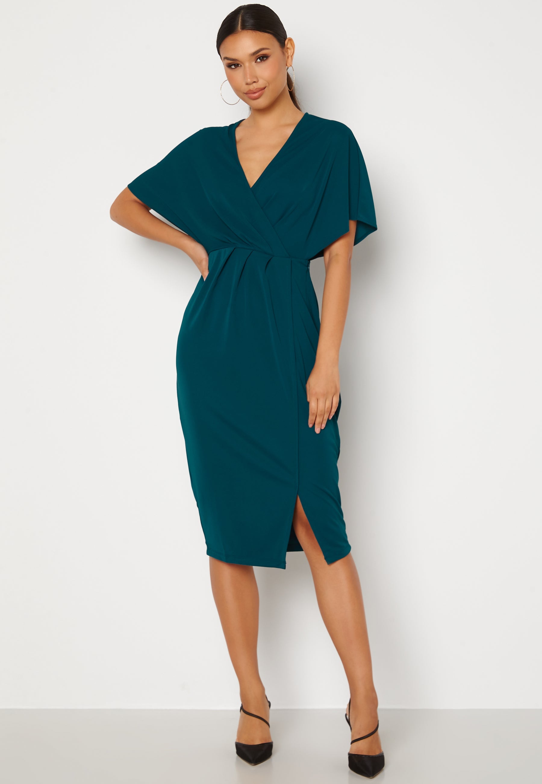 Bubbleroom Occasion Wrap Slit Midi Dress