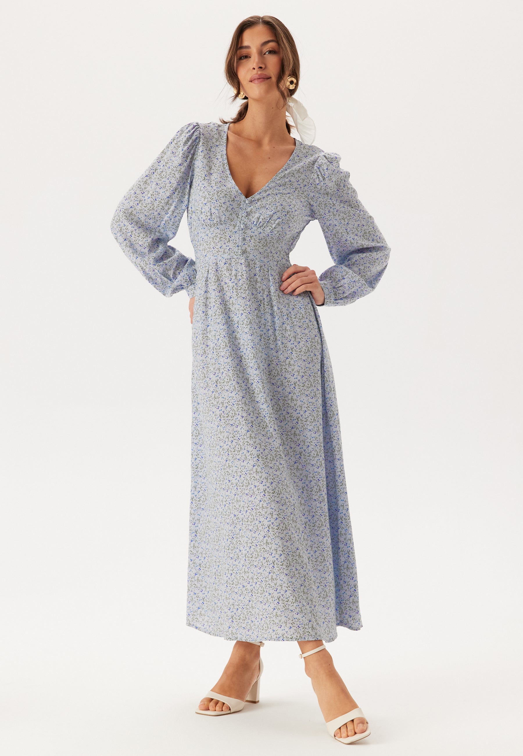 BUBBLEROOM Viscose V-neck Maxi Dress