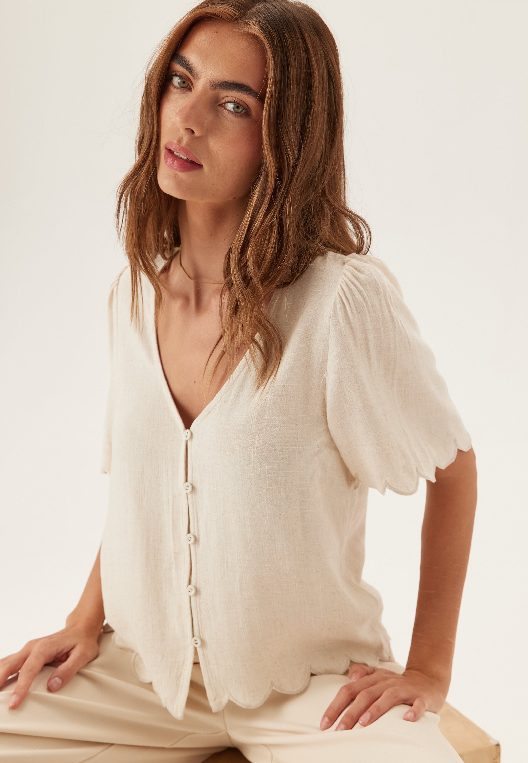 Object Collectors Item Objsanne 2/4 LO V-NECK TOP NOOS