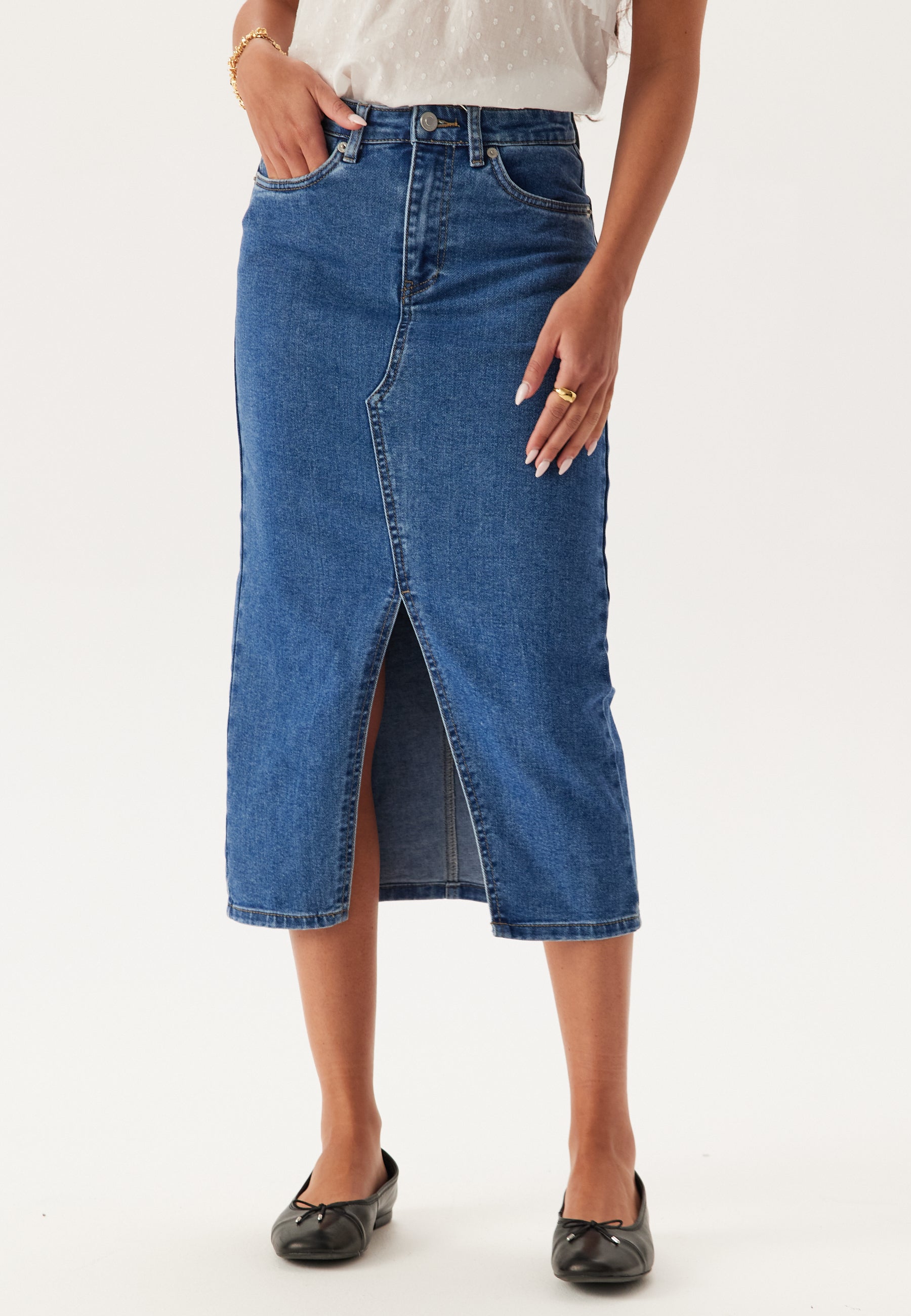 ONLY Onlsiri Front Slit Skirt Dnm