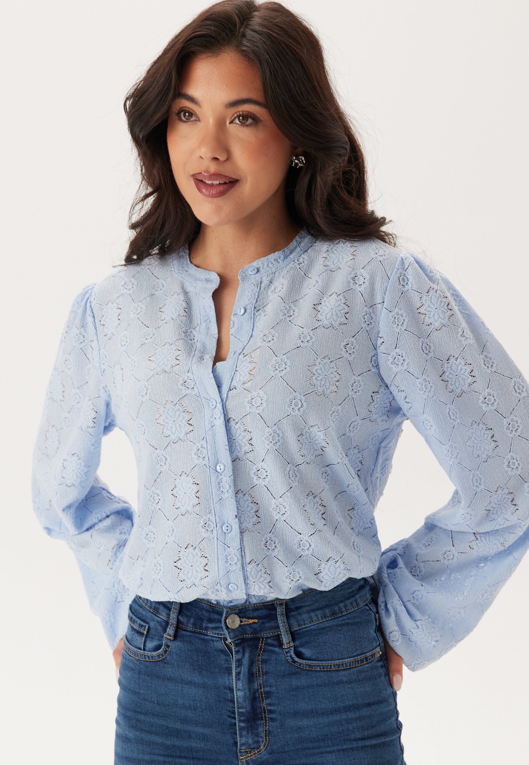 BUBBLEROOM Long Sleeve Button Blouse