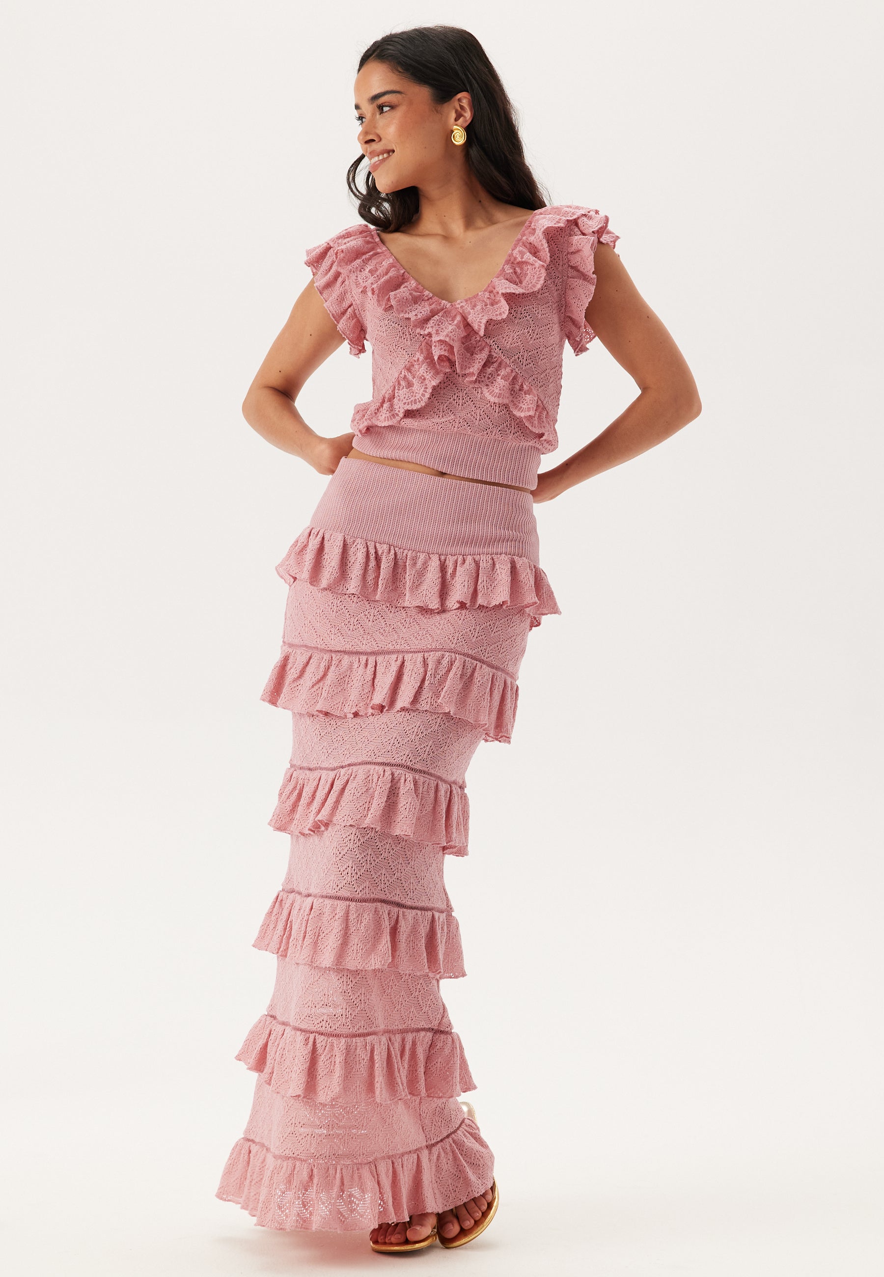 Andrea Norrman X Bubbleroom Knitted Frill Ankle Skirt