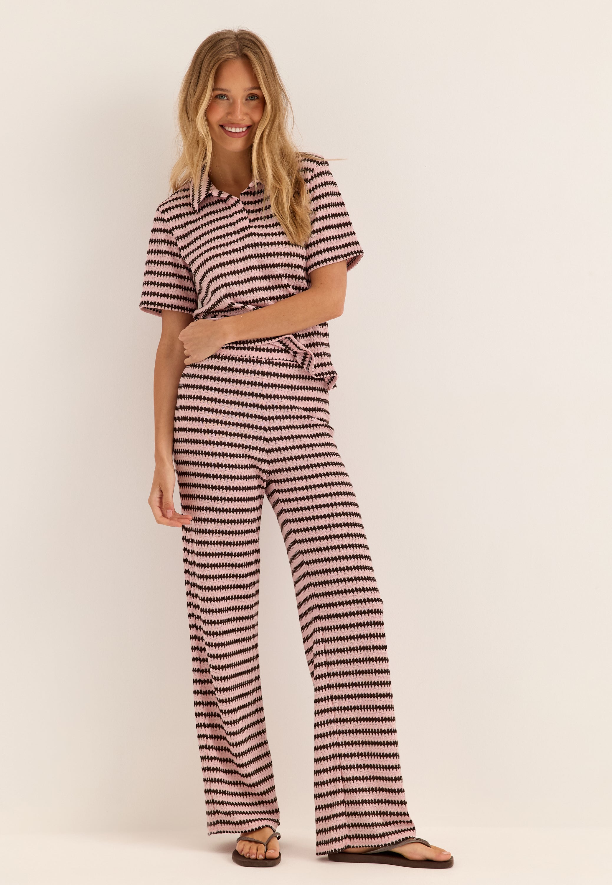 PIECES Pcjeya Hw Wide Knit Pant