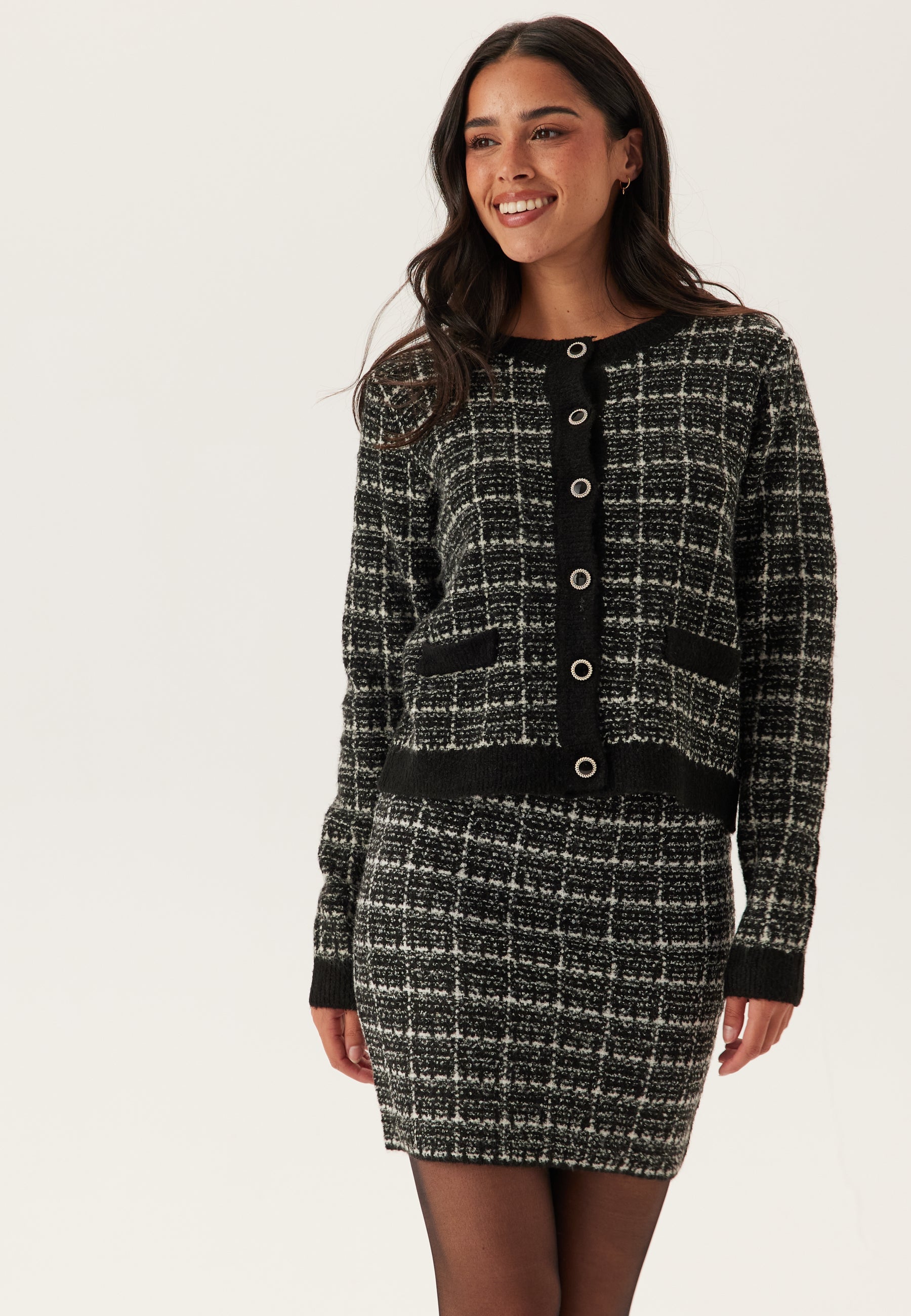 VILA Viaudrey Check L/S Knit Cardigan
