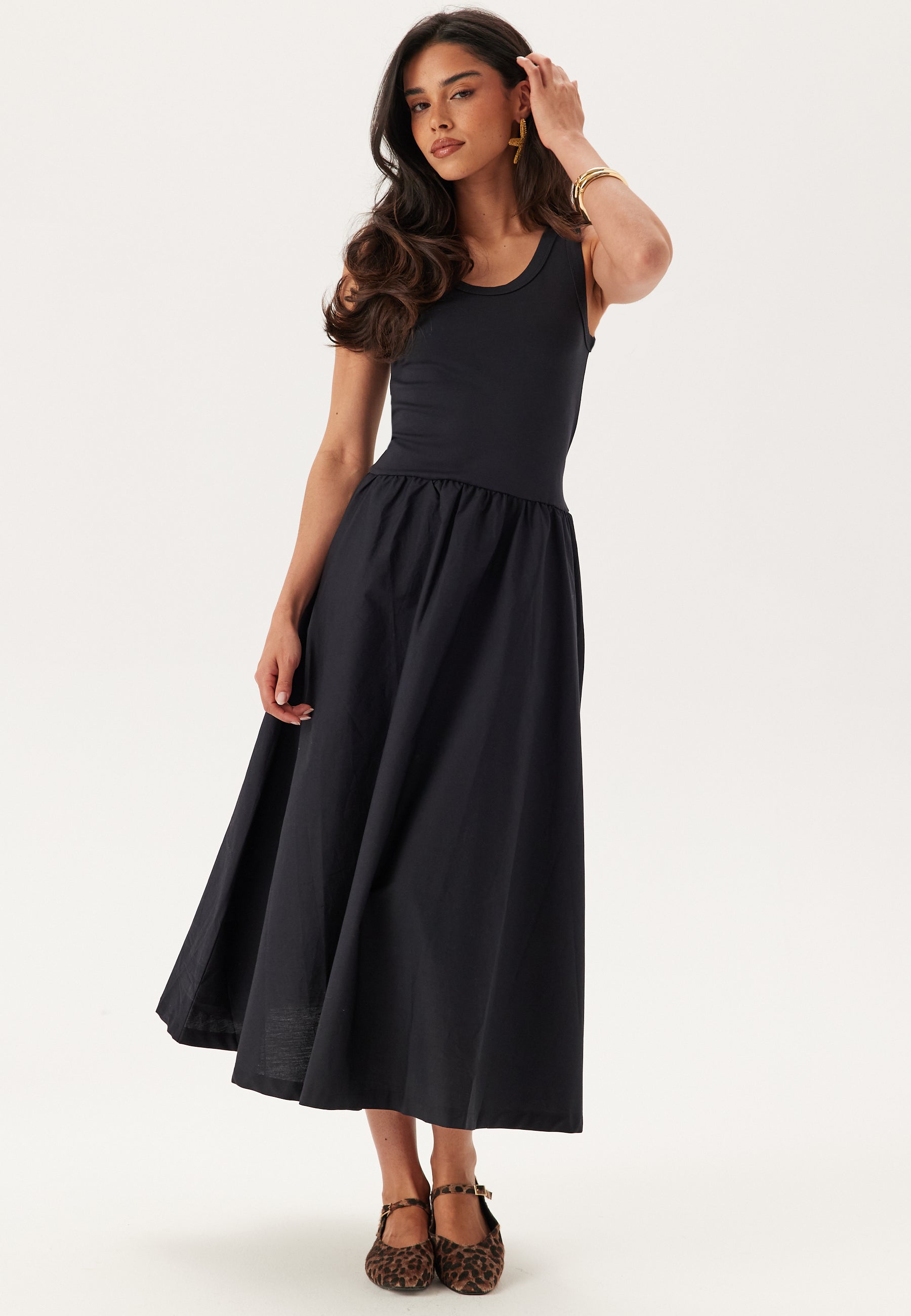 GANT Midi Jersey Woven Combo Dress