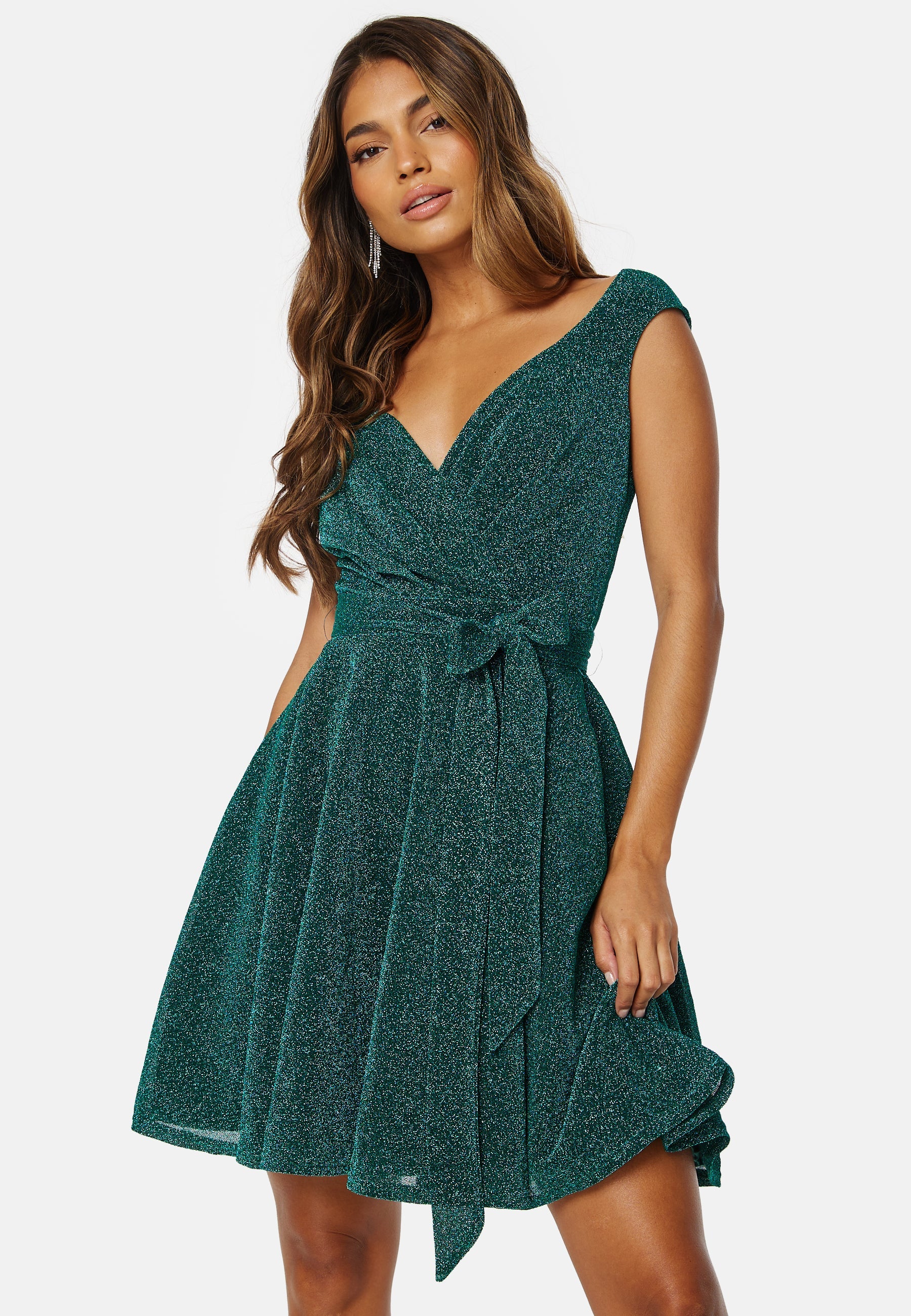 Goddiva Lurex Skater Dress