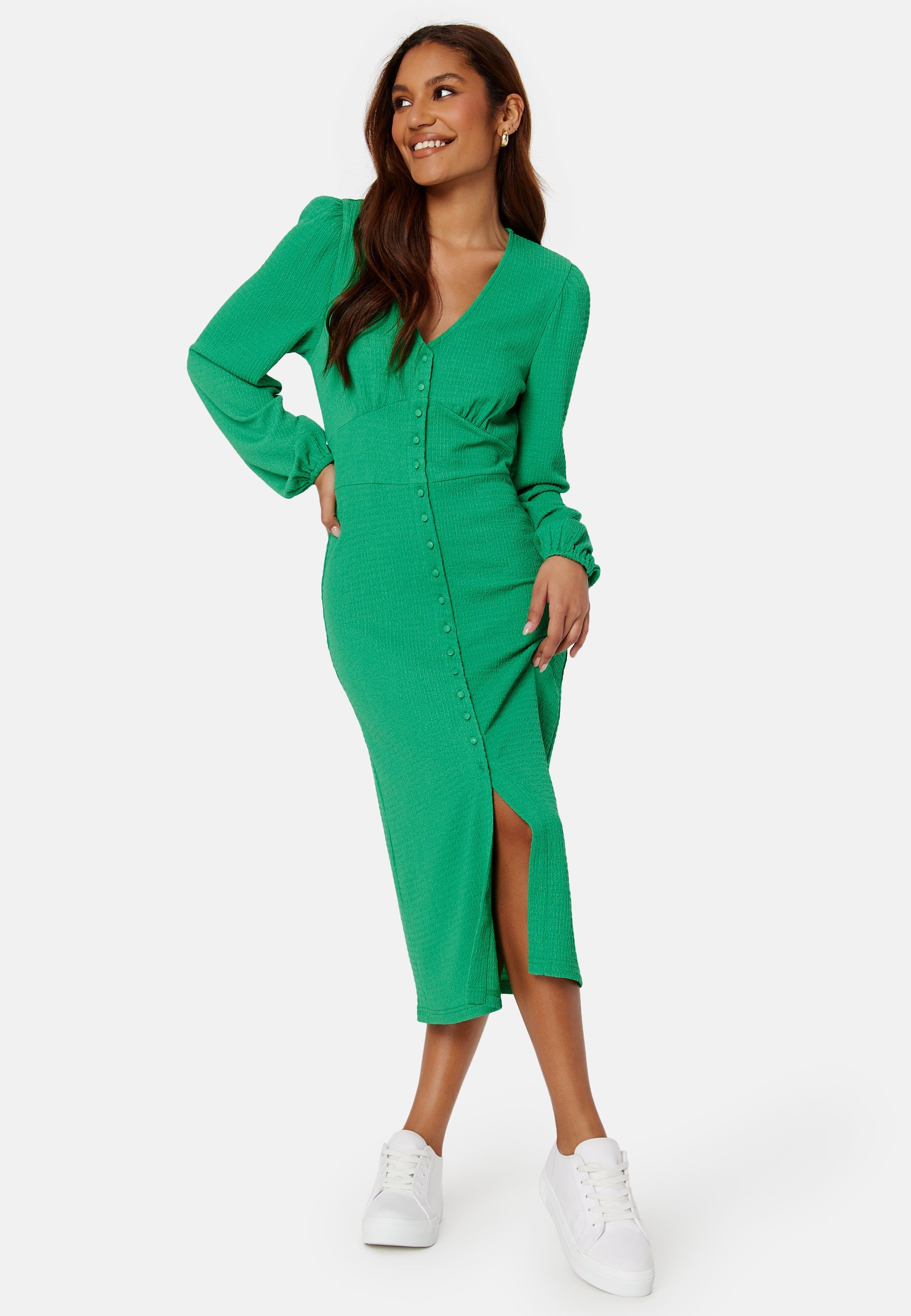 BUBBLEROOM Structure Button Midi Dress