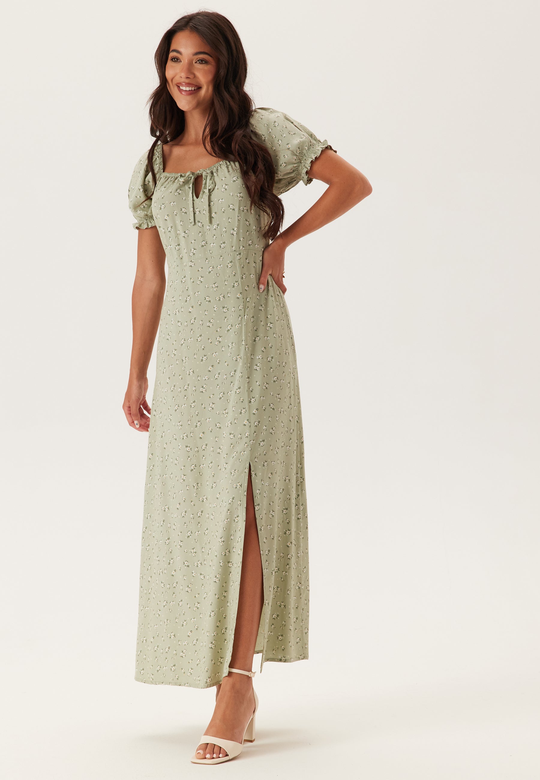 BUBBLEROOM Front Tie Long Viscose Dress