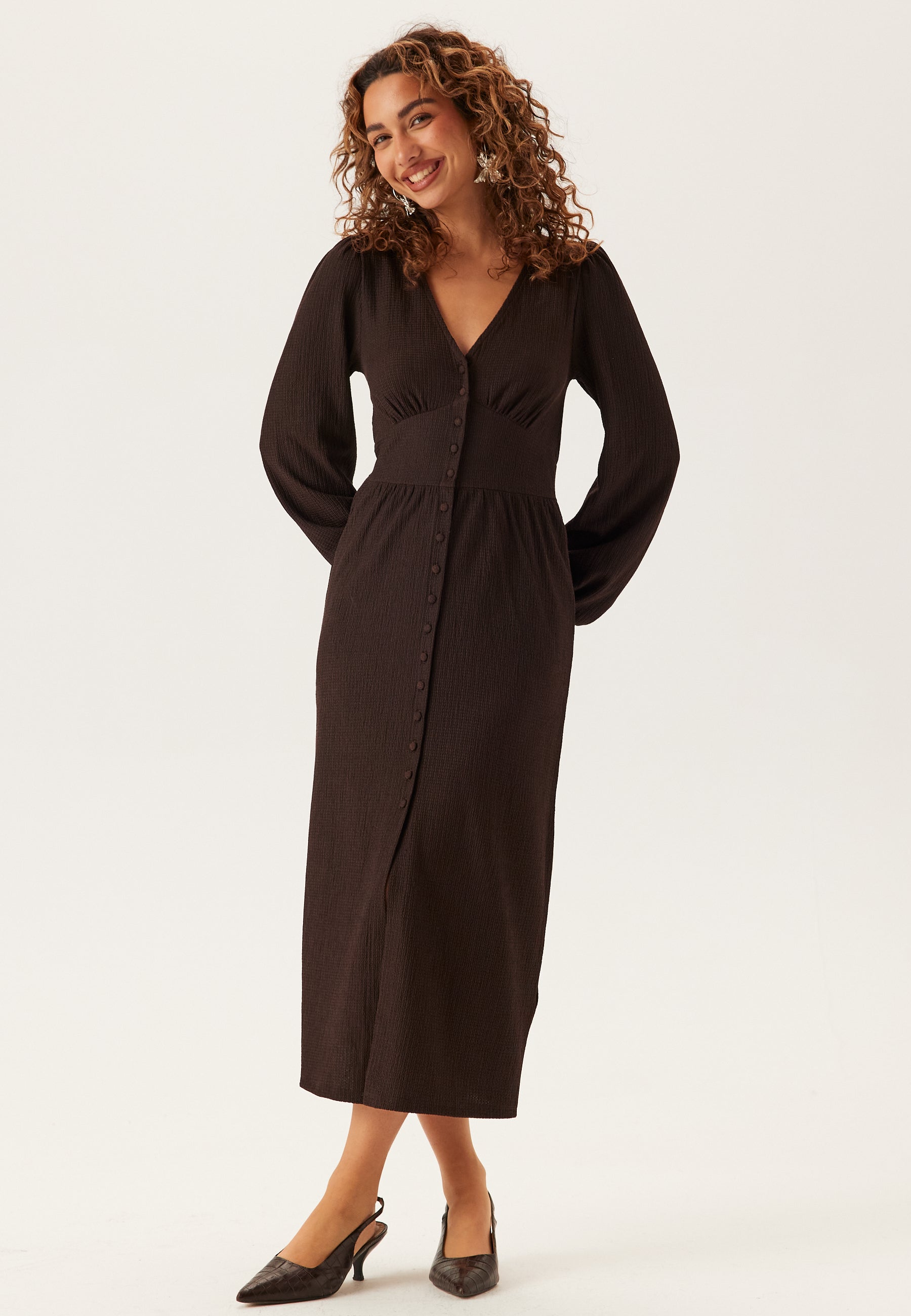 BUBBLEROOM Structure Button Midi Dress