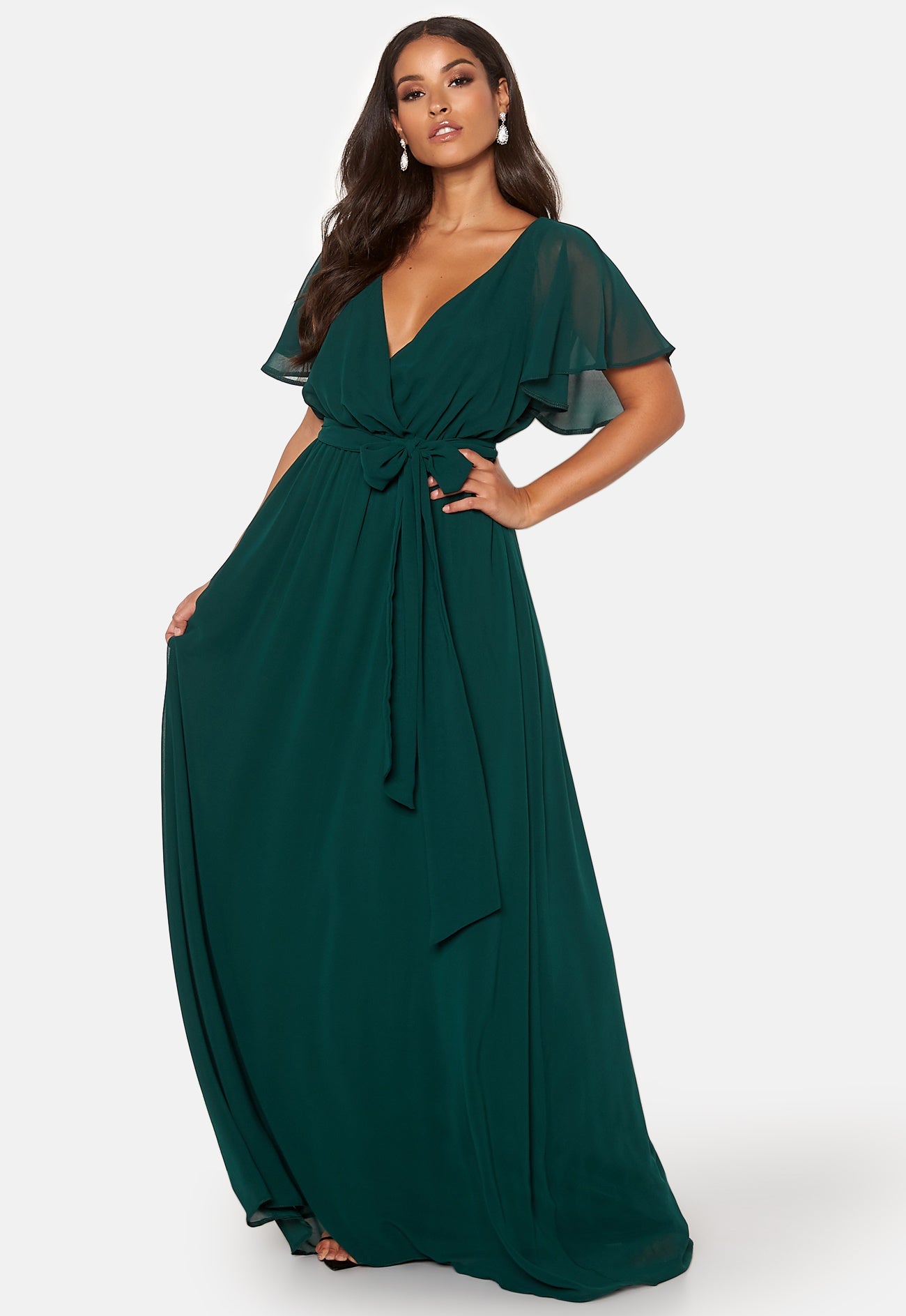 Goddiva Flutter Chiffon Dress