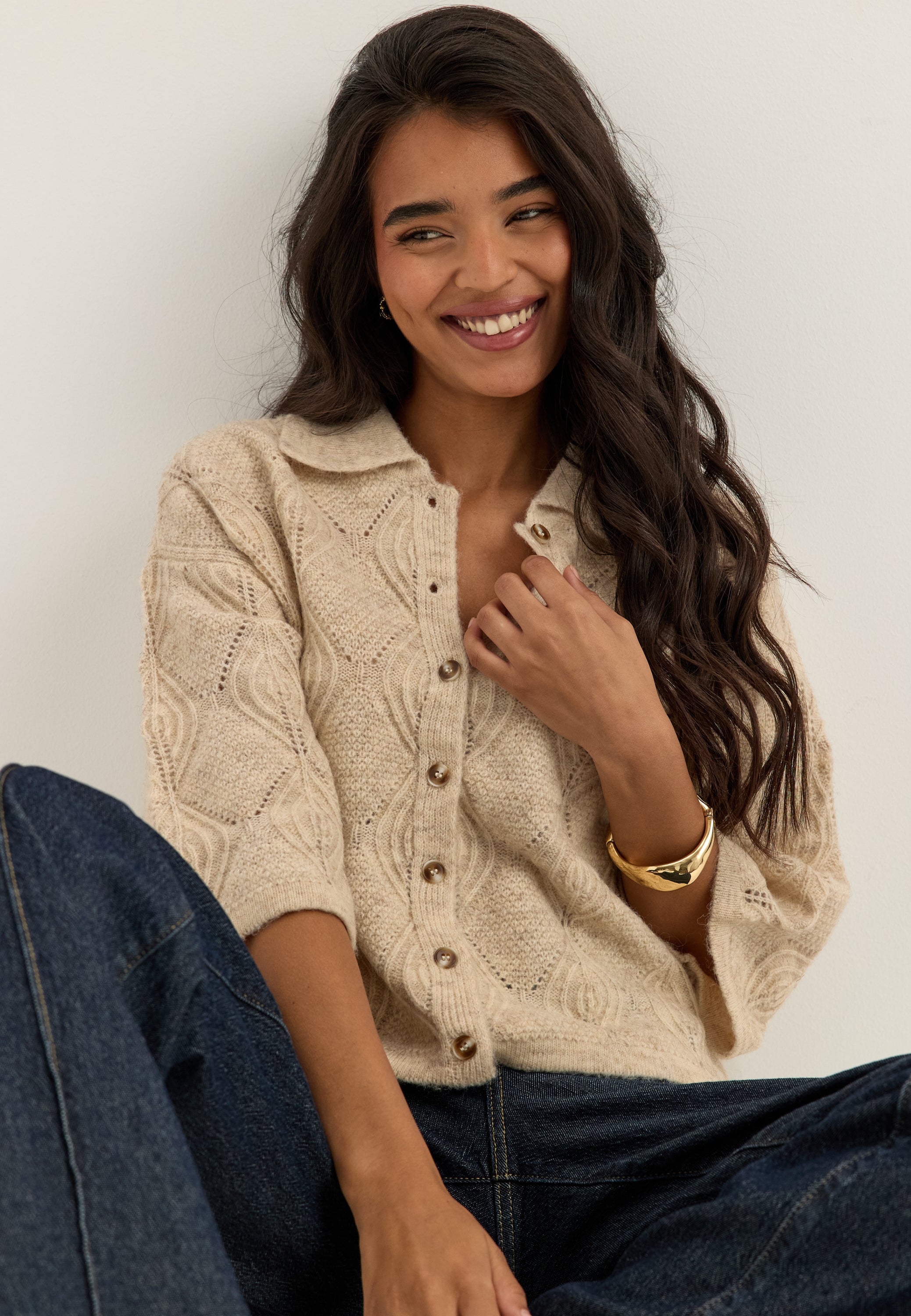 Se OBJECTCOLLECTORSITEM Objkaisa Flora 3/4 LO KNIT CARDIGAN hos Bubbleroom