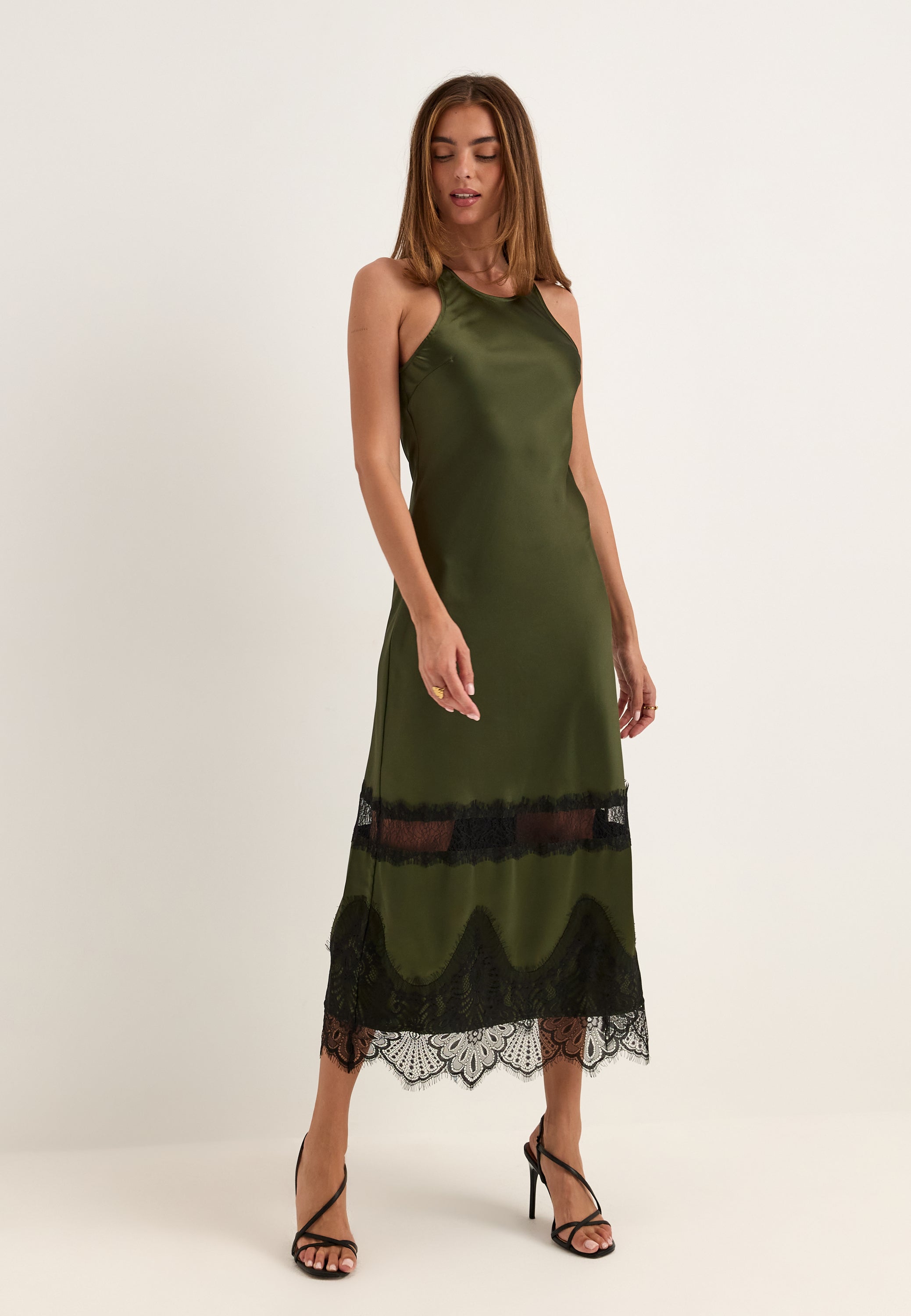 ONLY Onlindona S/L Long Lace Satin Dress