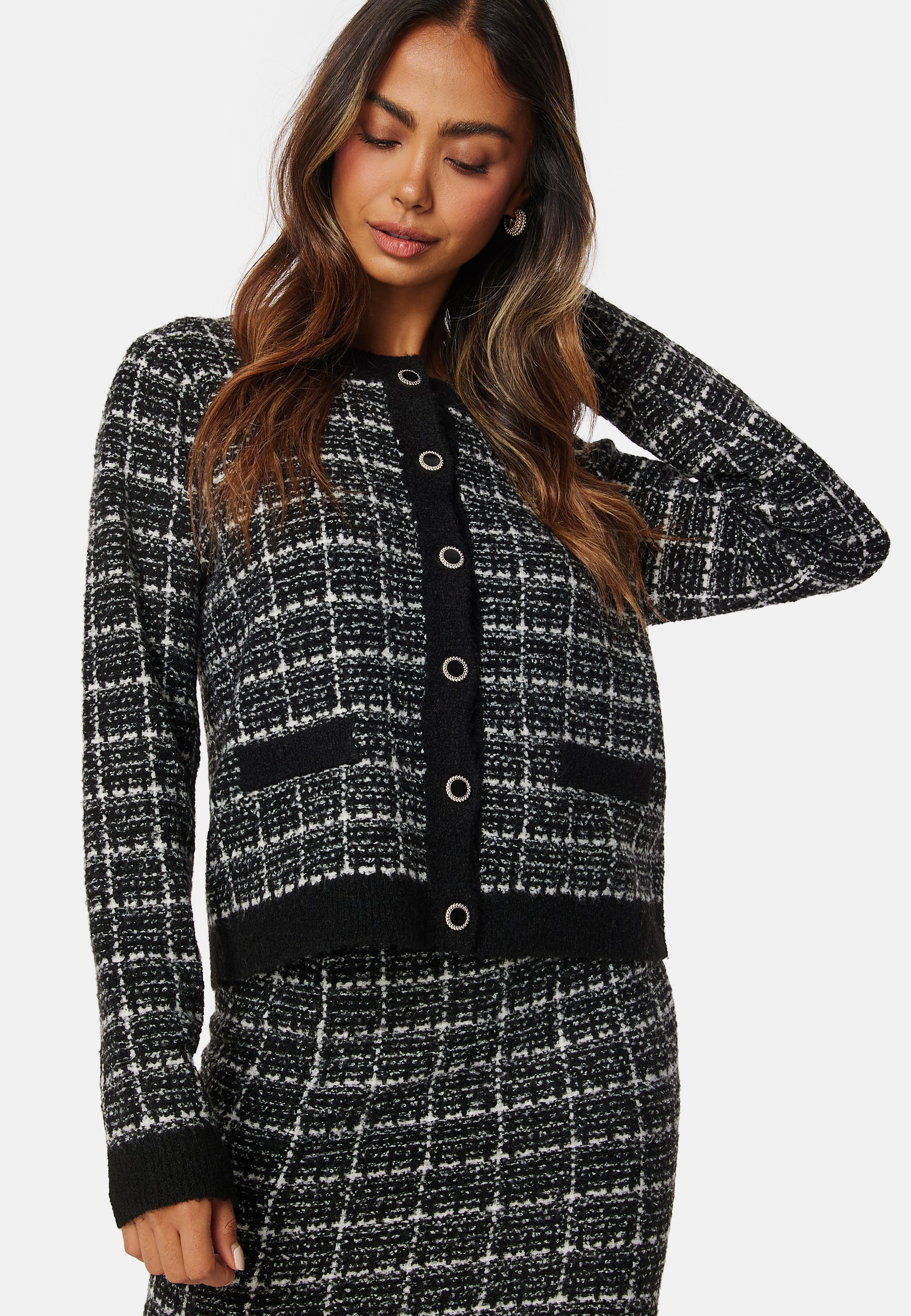 VILA Viaudrey Check L/S Knit Cardigan