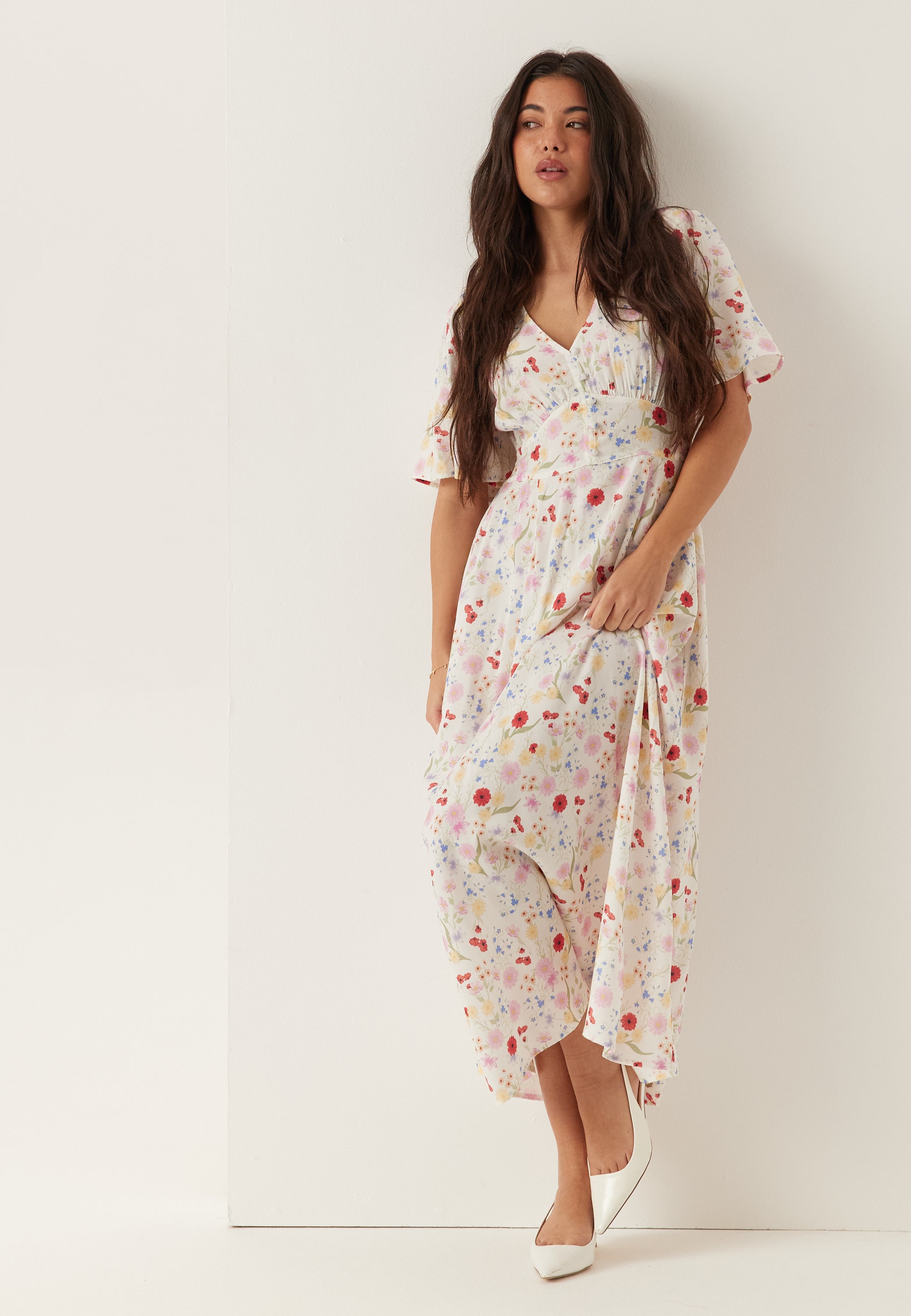BUBBLEROOM Butterfly Sleeve Viscose Maxi Dress
