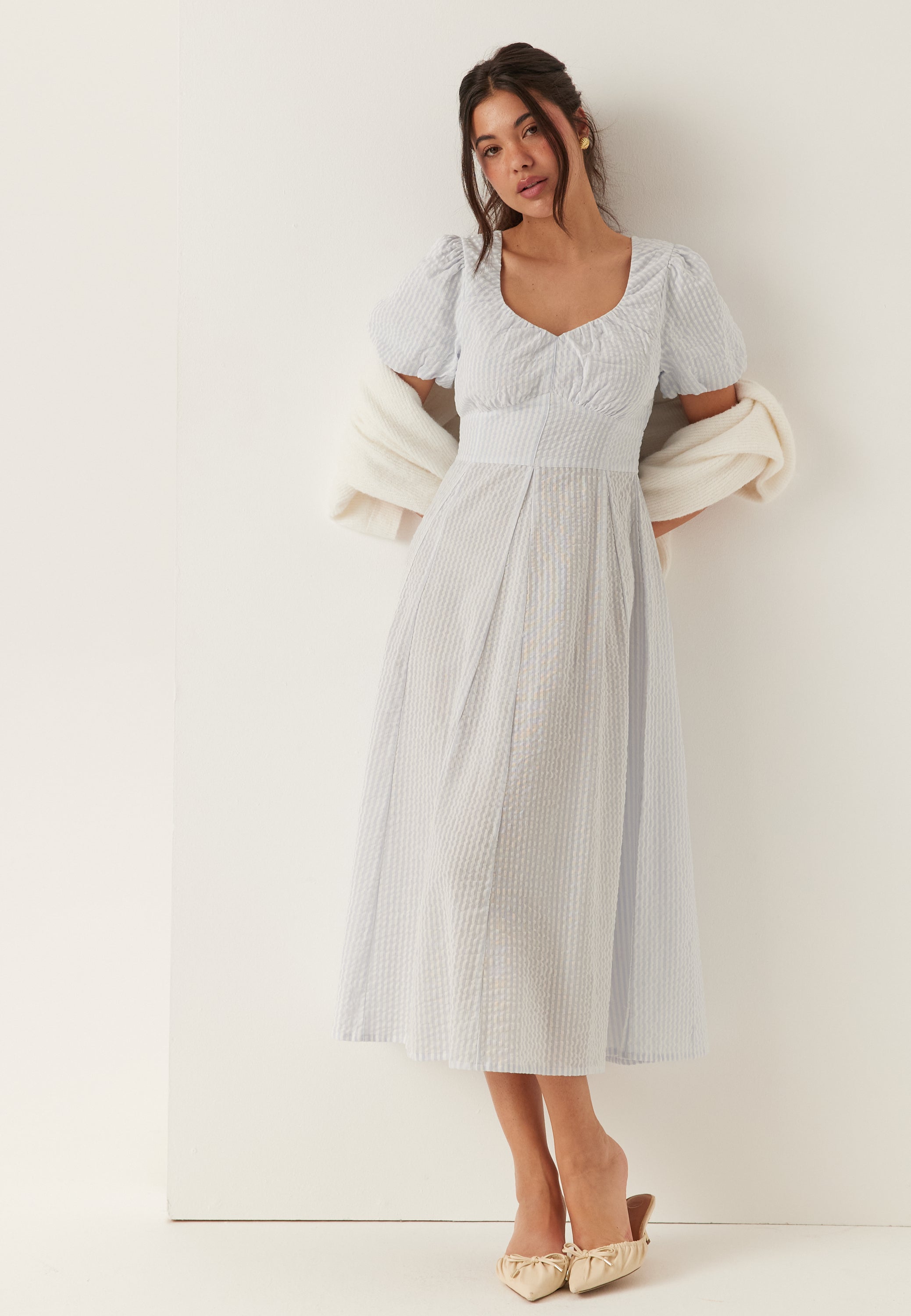 BUBBLEROOM Seersucker Midi Dress