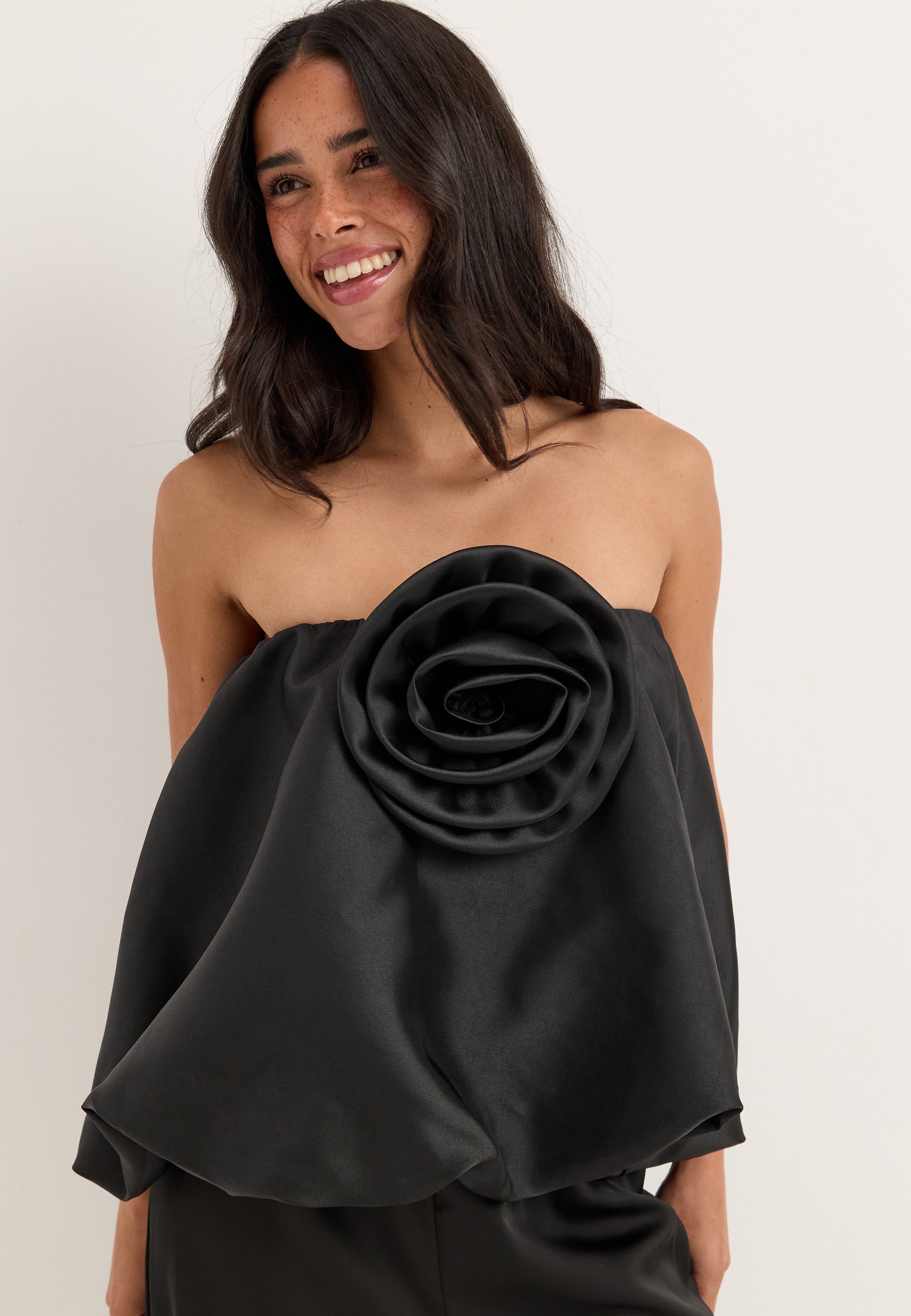BUBBLEROOM OCCASION Rose Bubble-Hem Satin Mini Skirt/Top