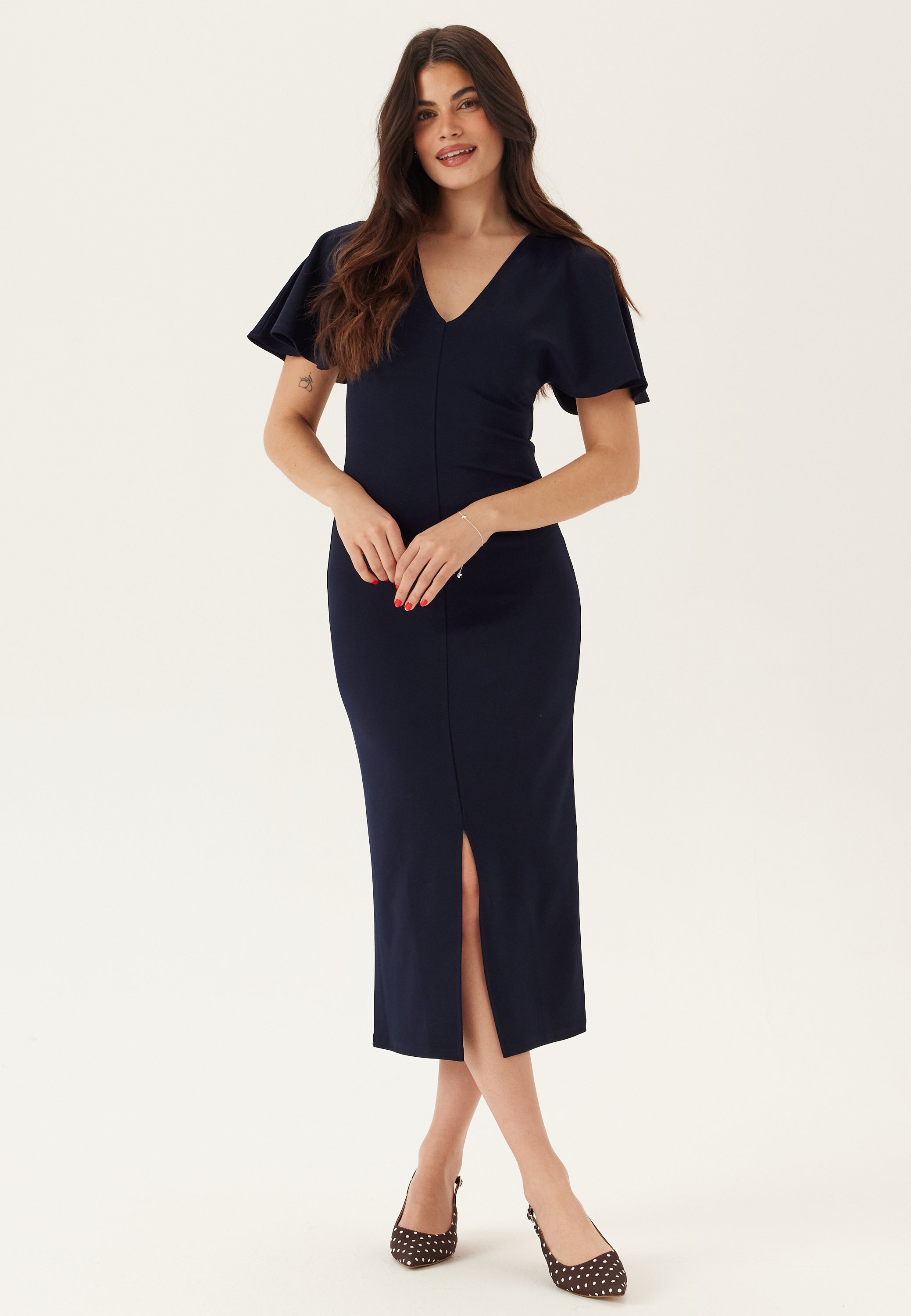 BUBBLEROOM V-Neck Butterfly Sleeve Dress
