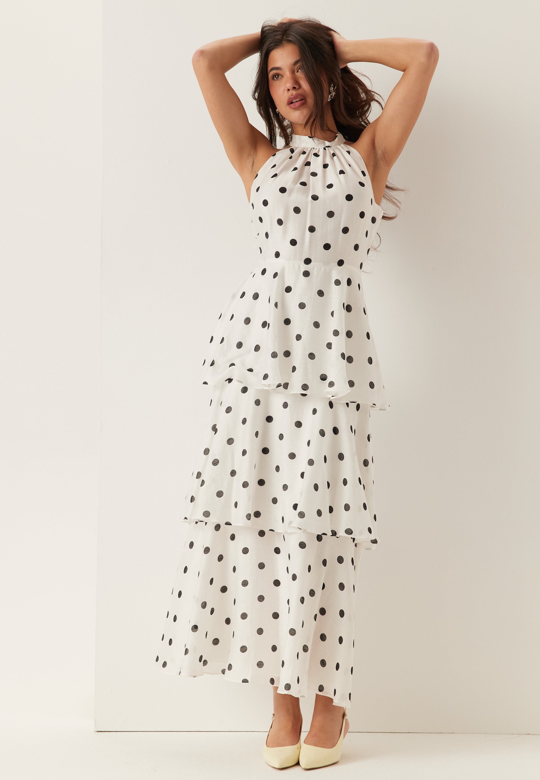FOREVER NEW Monroe Tier Halter Midi Dress