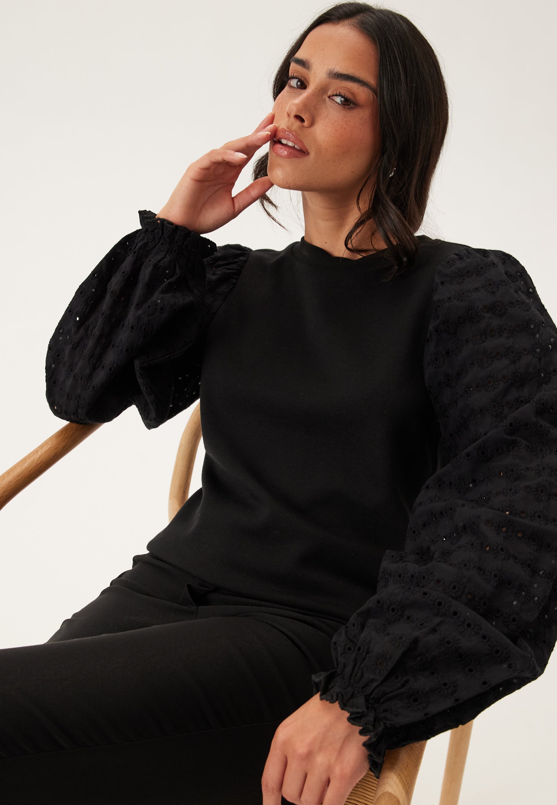 Happy Holly Broderie Anglaise Sleeve Top