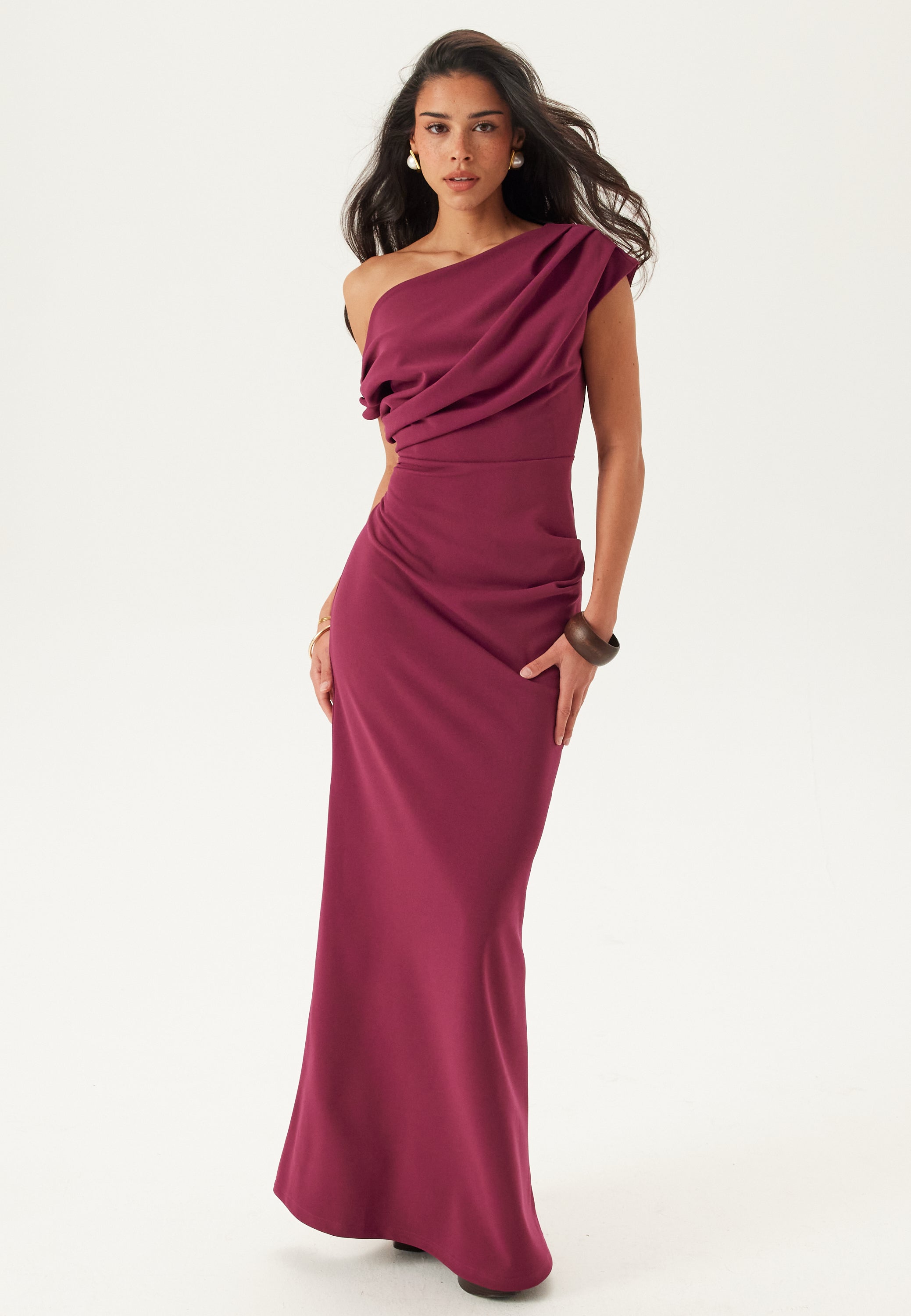 BUBBLEROOM OCCASION Asymmetric Draped Maxi Dress
