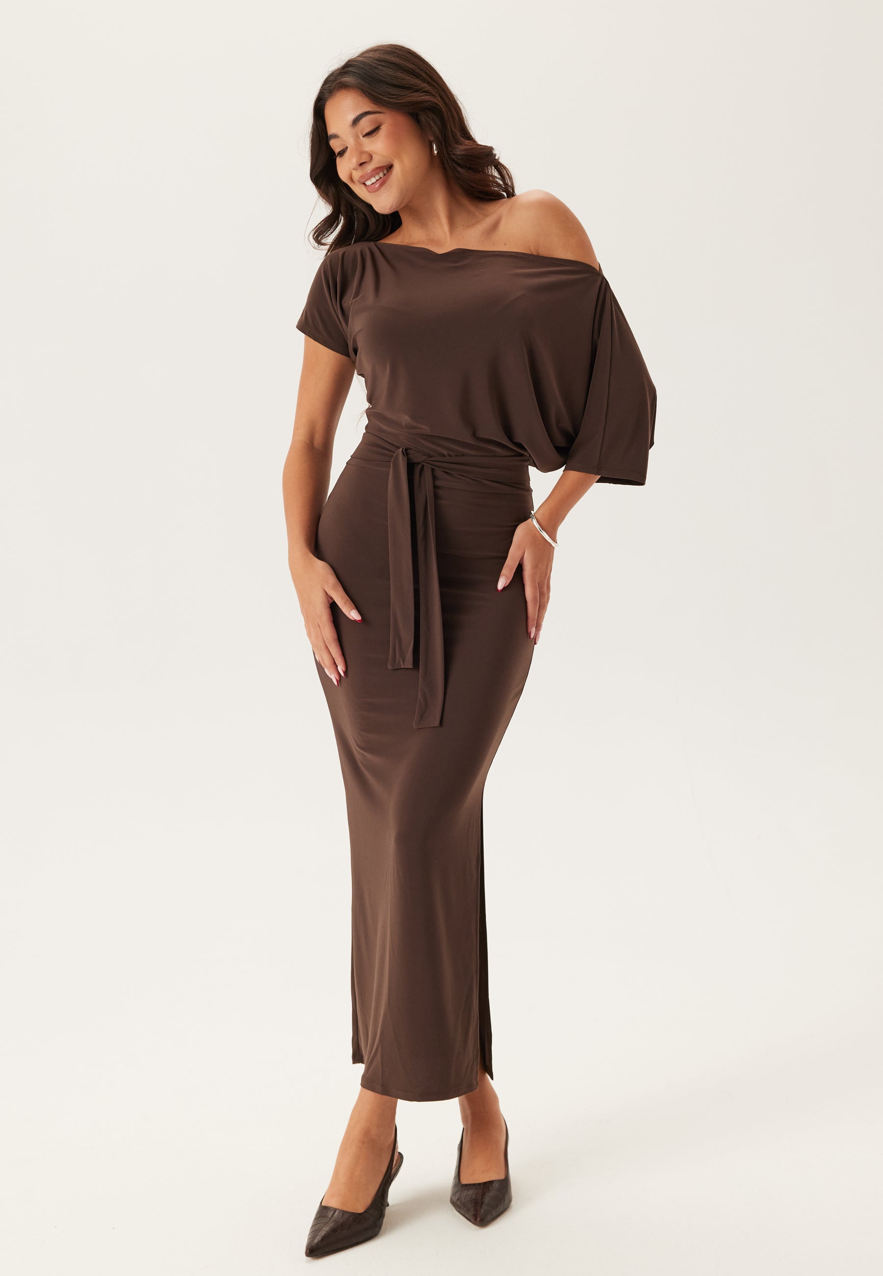 John Zack Off Shoulder Midaxi Dress