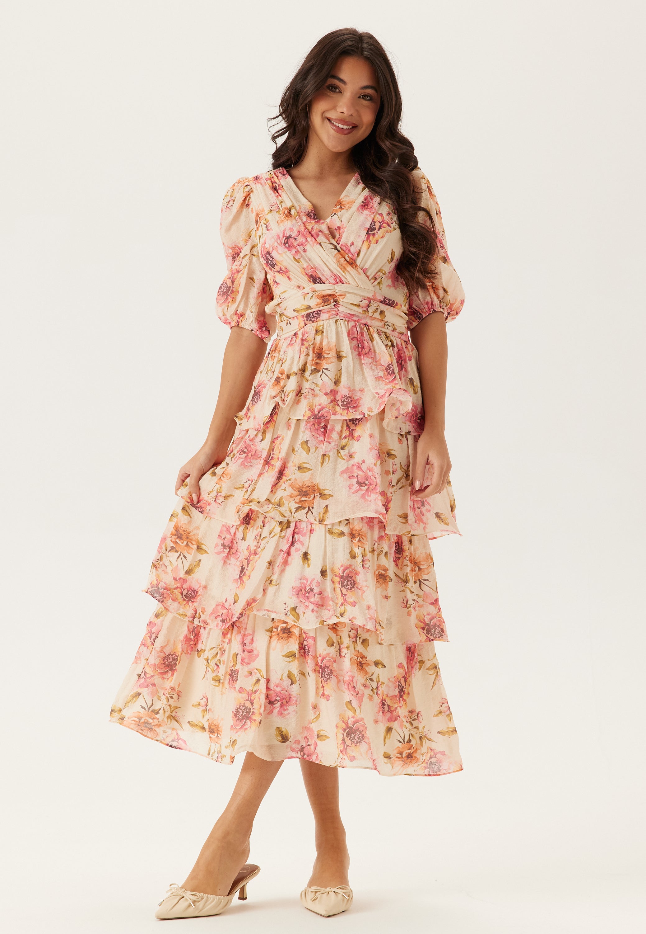 Bubbleroom Occasion Balloon Sleeve Flounce Ankle Dress