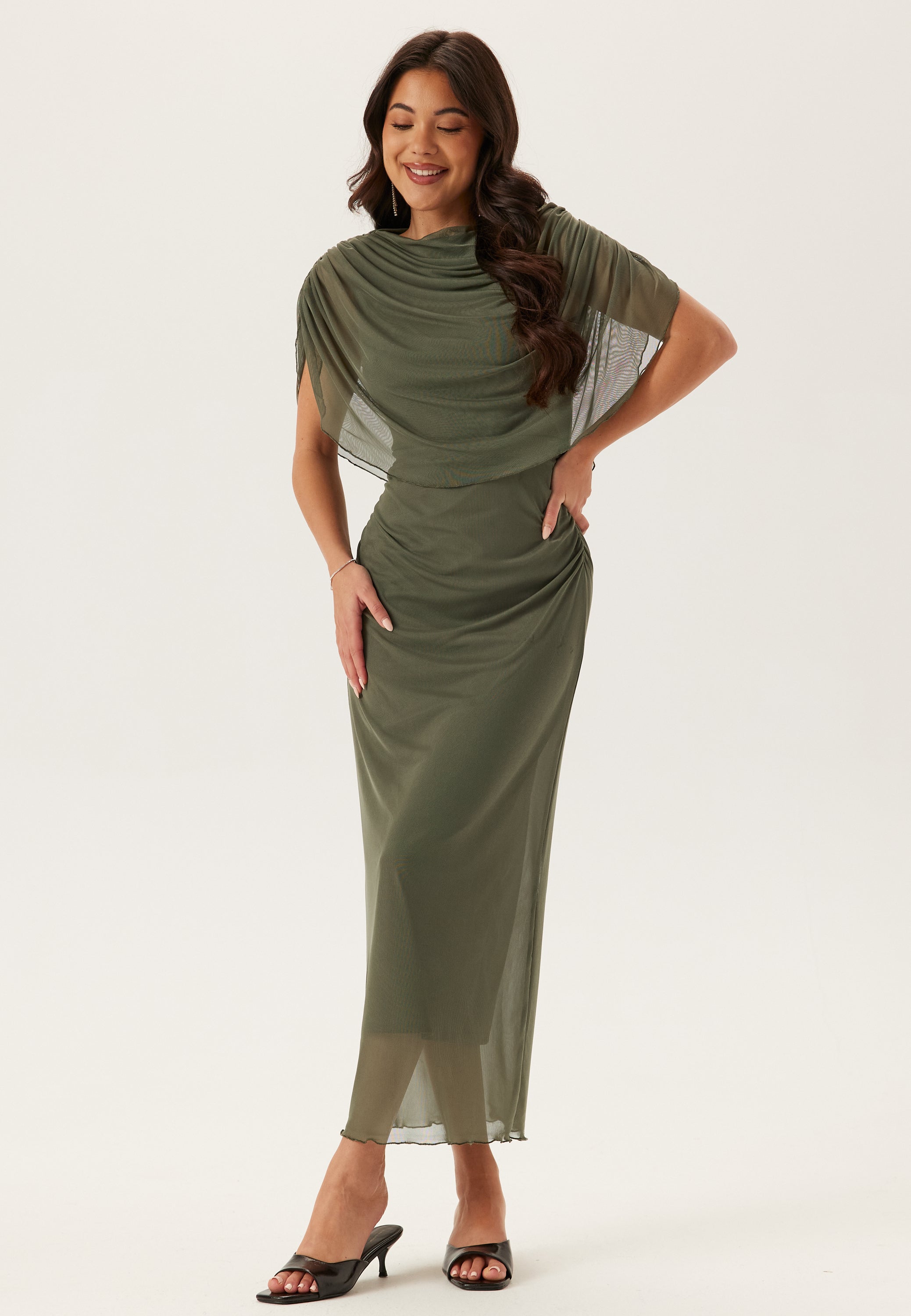 BUBBLEROOM OCCASION Cape Mesh Ankle Dress