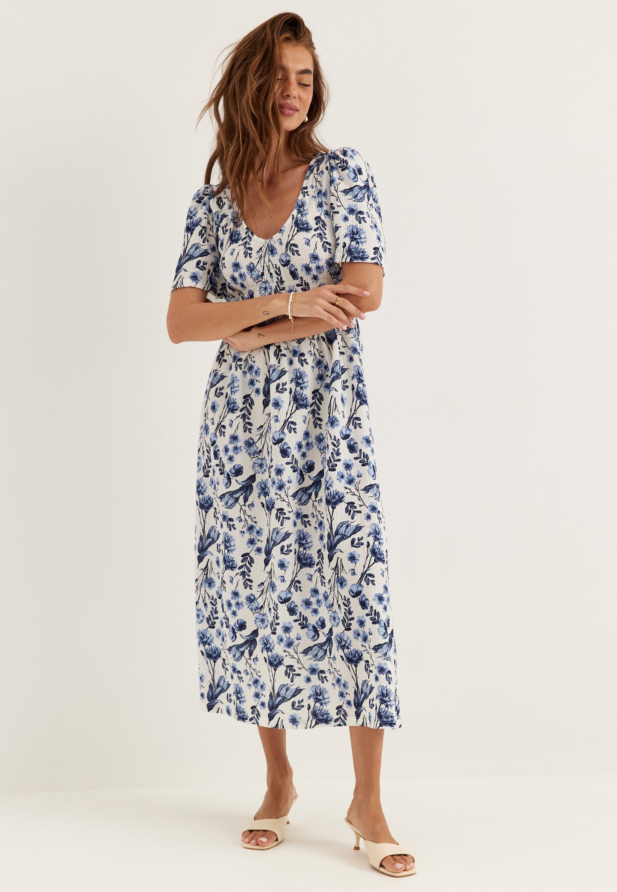 BUBBLEROOM Butterfly Tie Back Midi Dress
