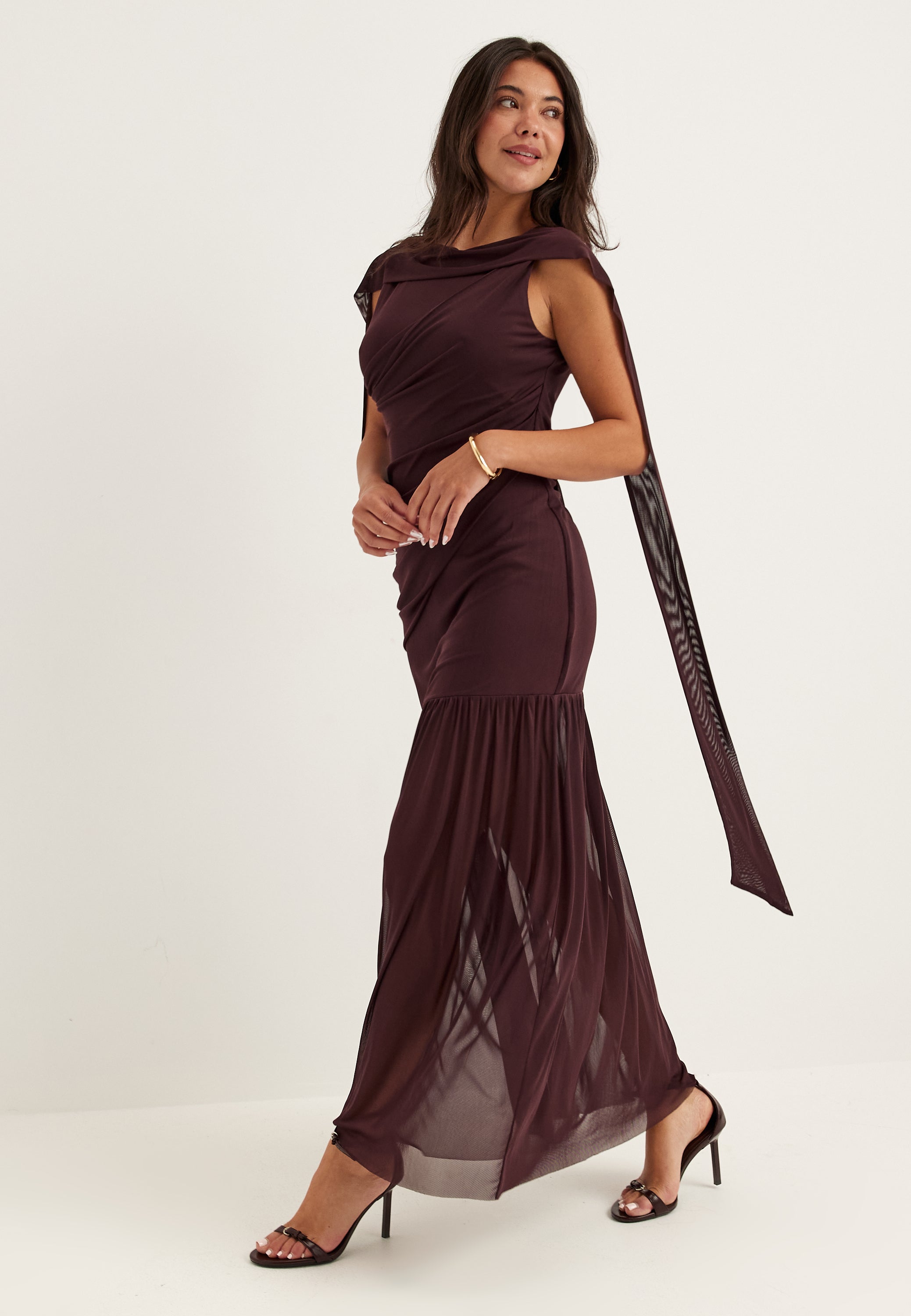 BUBBLEROOM OCCASION Scarf Mesh Ankle Dress