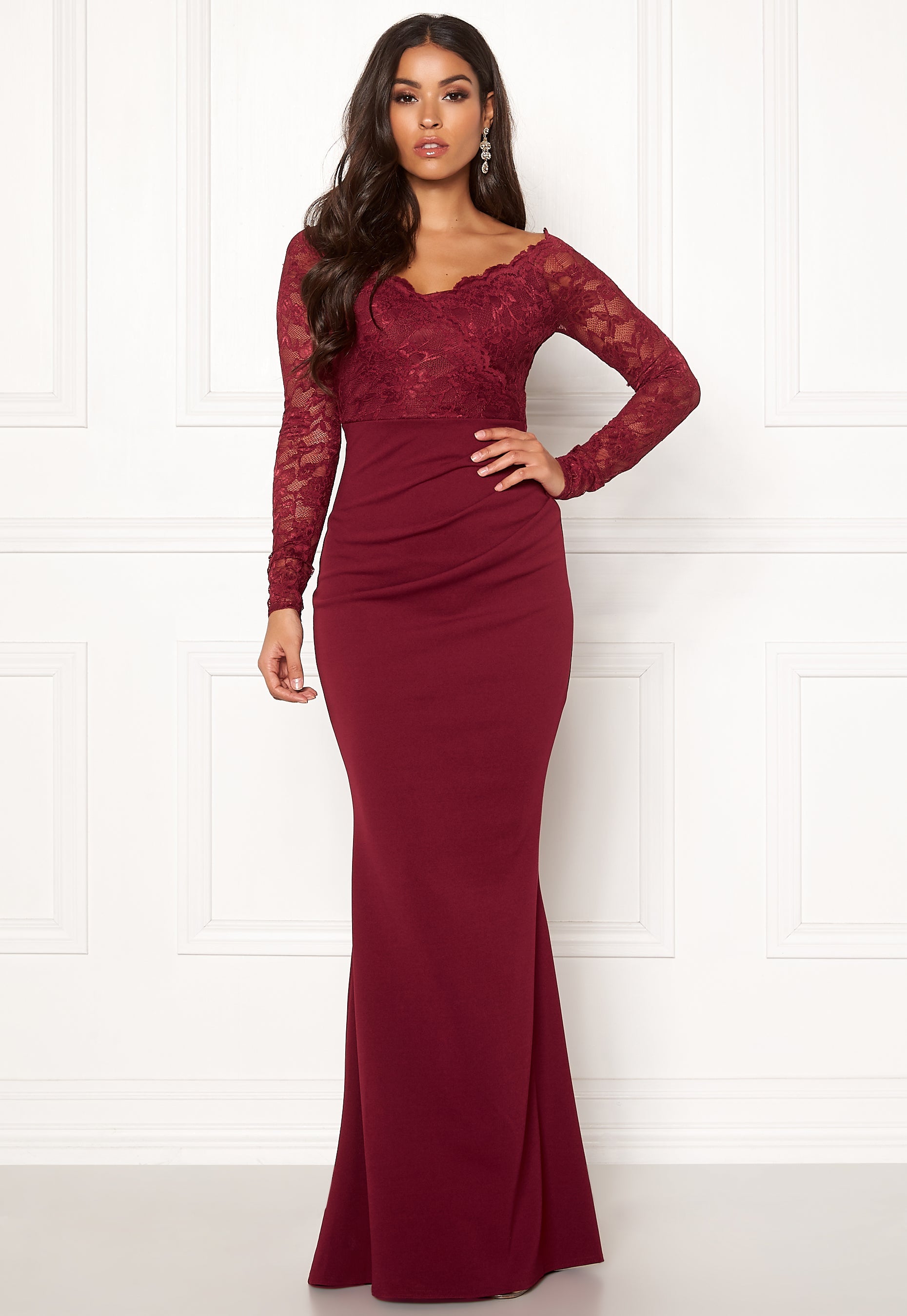 Goddiva Lace Trim Maxi Dress