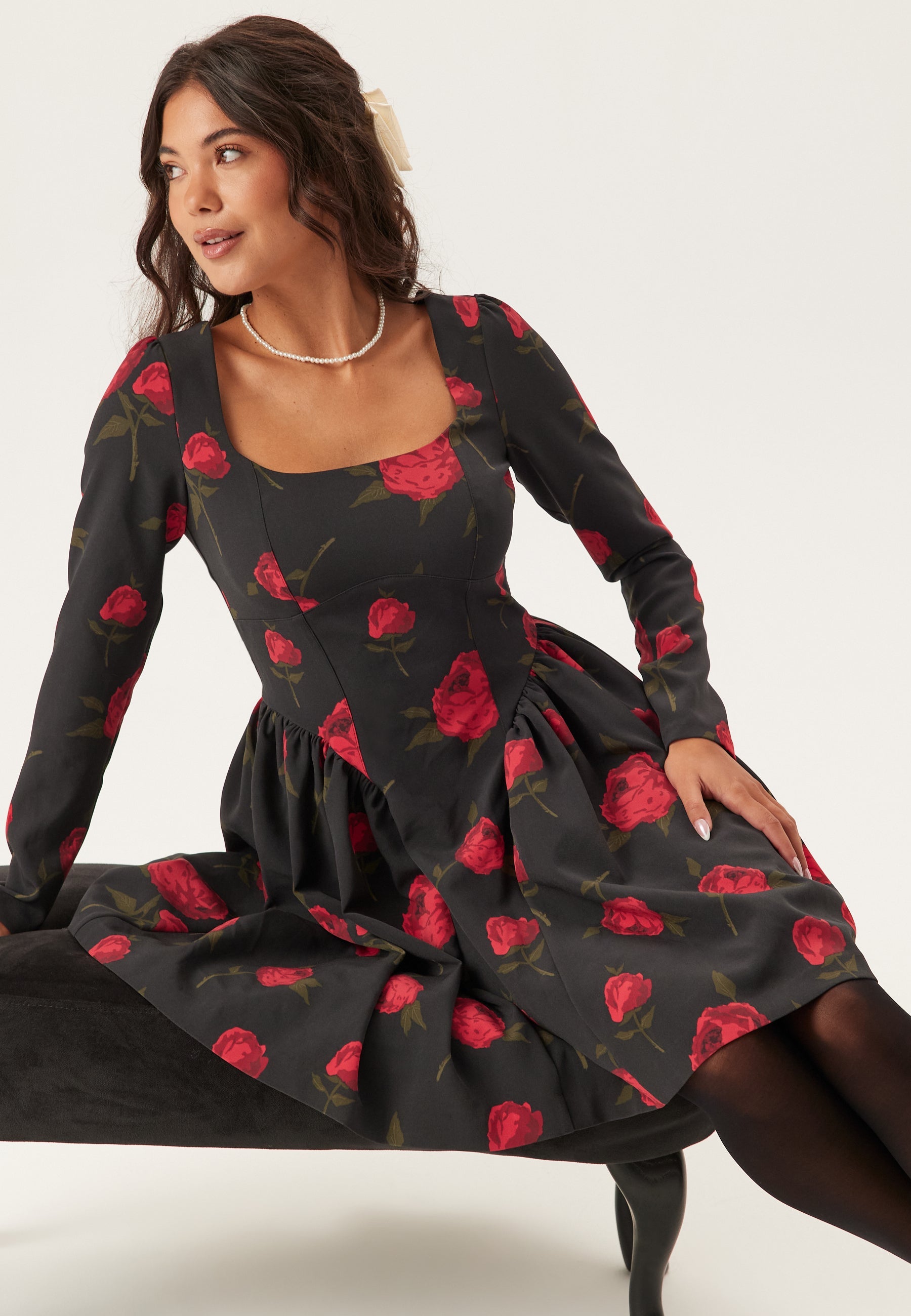 Bubbleroom Occasion Volume Skirt Long Sleeve Mini Dress