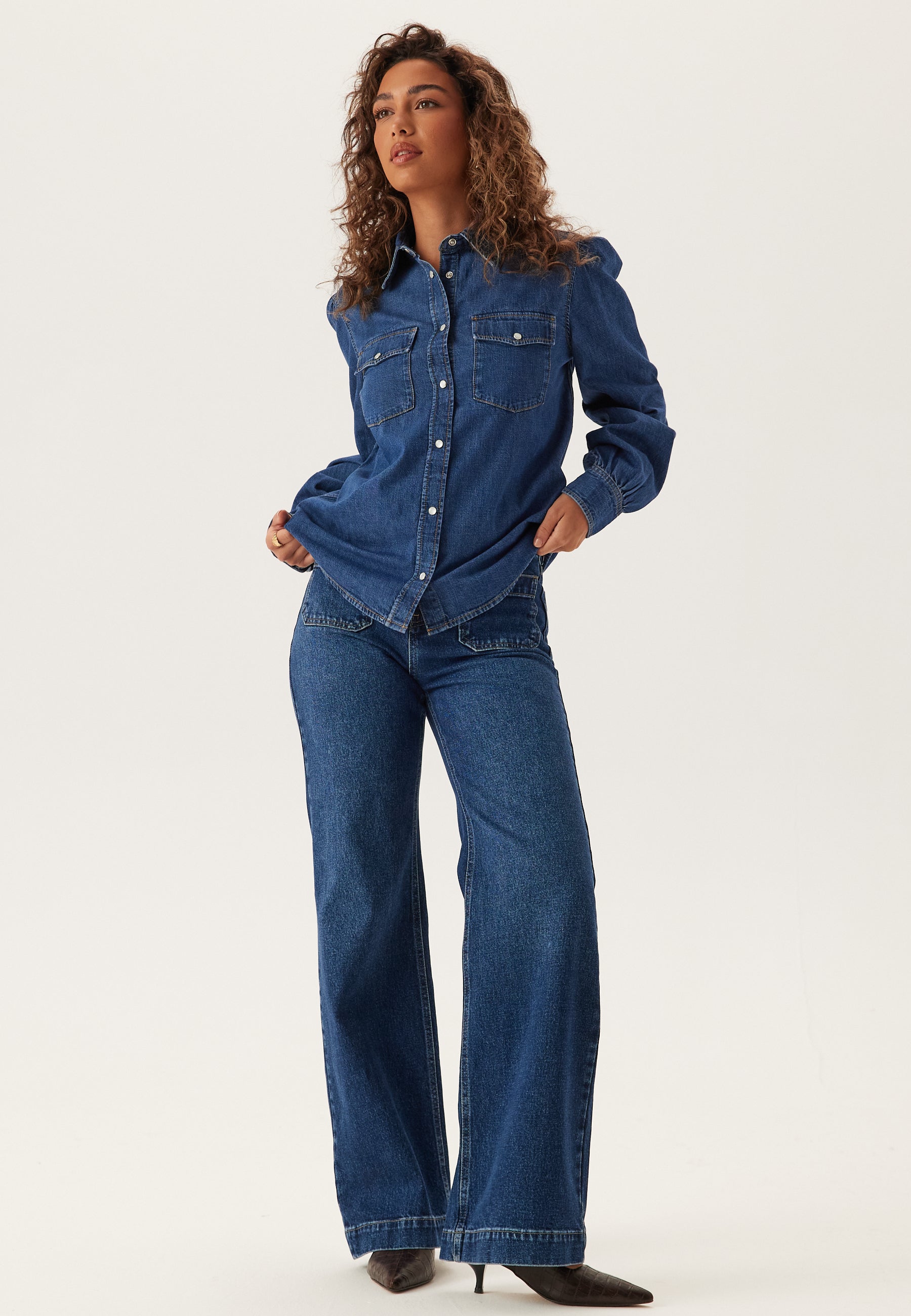 GANT Reg Puff Sleeve Denim Shirt