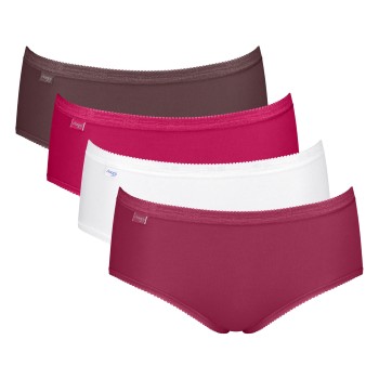 Sloggi Trusser 4P Basic Plus Midi Color Rosa/Brun bomuld 38 Dame