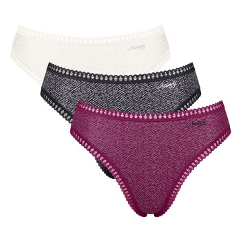 Sloggi Trusser 3P GO Crush High Leg Briefs Rosa/Sort bomuld X-Small Dame