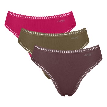 Sloggi Trusser 3P GO Crush High Leg Briefs Brun/Khaki bomuld X-Small Dame