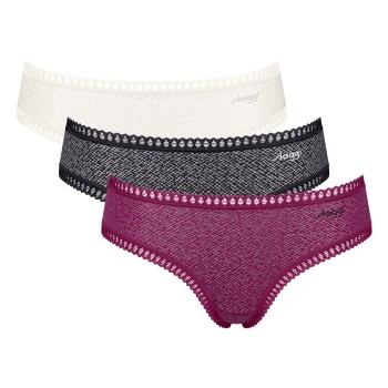 Sloggi Trusser 3P GO Crush Hipster Briefs Rosa/Sort bomuld X-Small Dame