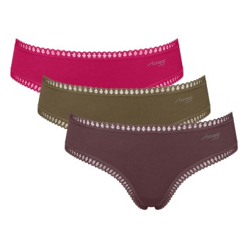 Sloggi Trusser 3P GO Crush Hipster Briefs Brun/Khaki bomuld Large Dame