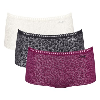 Sloggi Trusser 3P GO Crush Hipster Shorts Rosa/Sort bomuld Large Dame