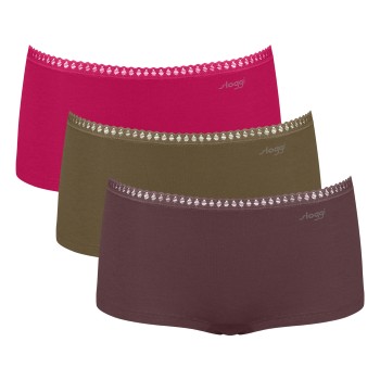 Sloggi Trusser 3P GO Crush Hipster Shorts Brun/Khaki bomuld X-Small Dame