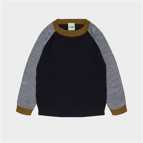 FUB Colour Block Crew Dark Navy Dark Navy 140 cm  Marineblå  140 cm  Drenge, Piger