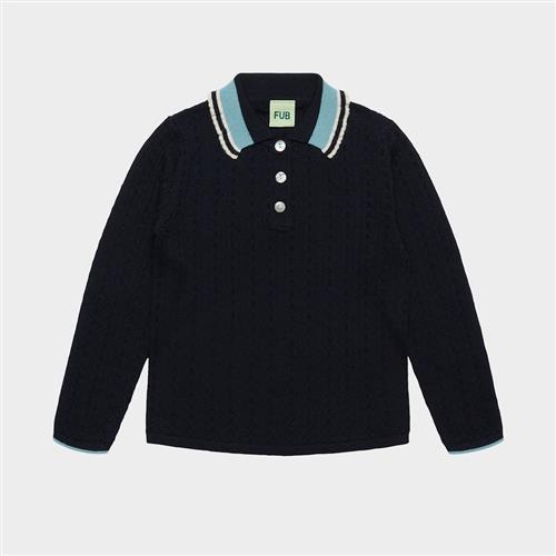FUB Pointelle Polo Dark Navy Dark Navy 110 cm  Marineblå  110 cm  Piger