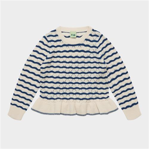 FUB Pointelle Tee Ecru Deep Indigo Ecru Deep Indigo 110 cm  Creme  110 cm  Piger