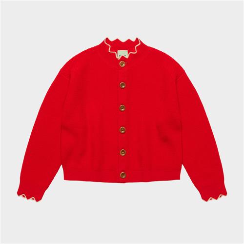 FUB Rib Cardigan Classic Red Classic Red 90 cm  Rød  90 cm  Piger